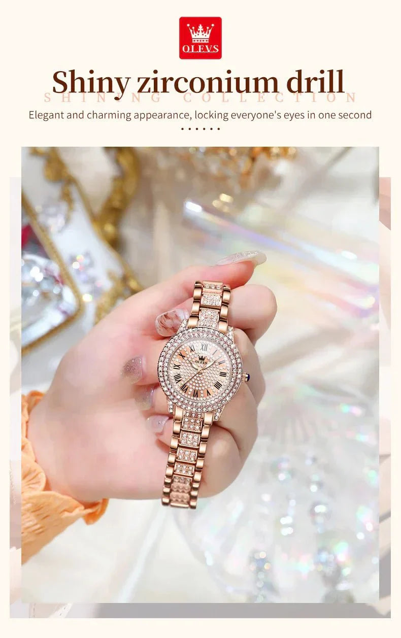 Diamond Éclat - Luxe Roman Dial Quartz Watchs-1 mysite