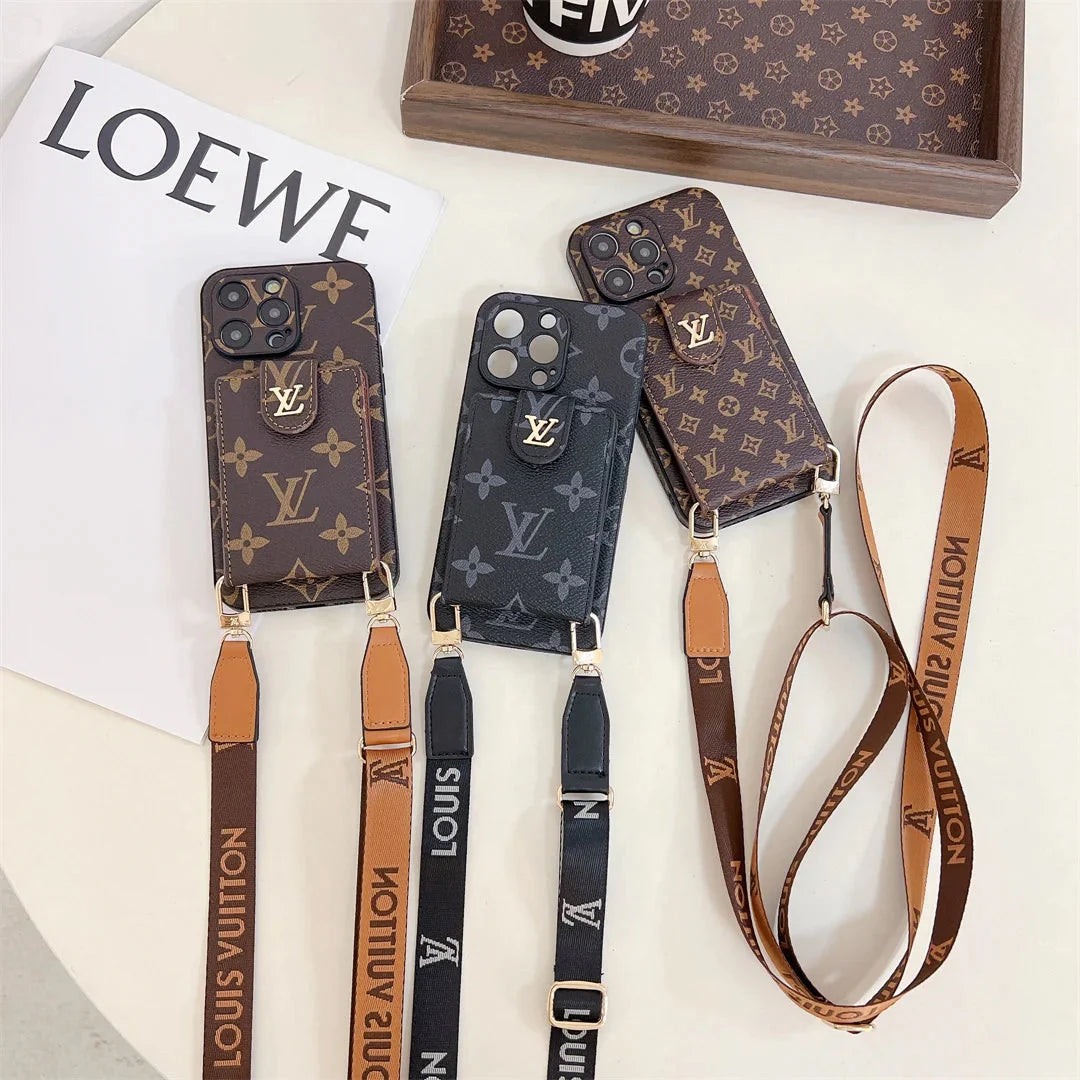 Monogram Canvas Leather Button Card Holder Crossbody iPhone Cases mysite