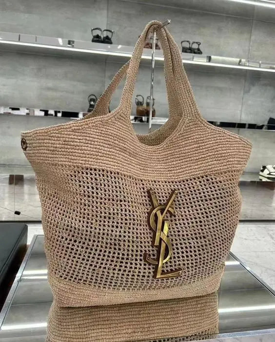 SAINT LAURENT YSL Raffia Icare Tote Bag mysite
