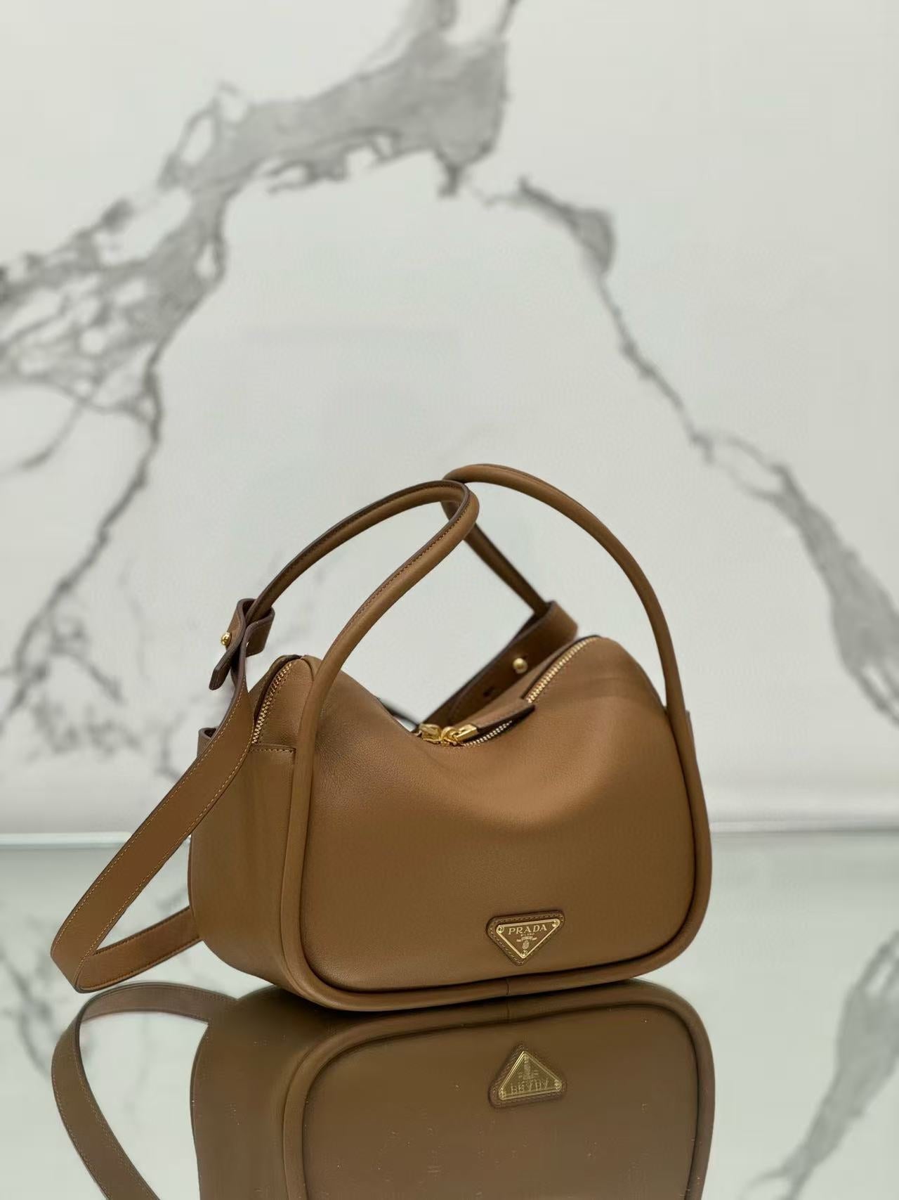 Prada Darling Handbag Caramel Soft Grain Leather mysite