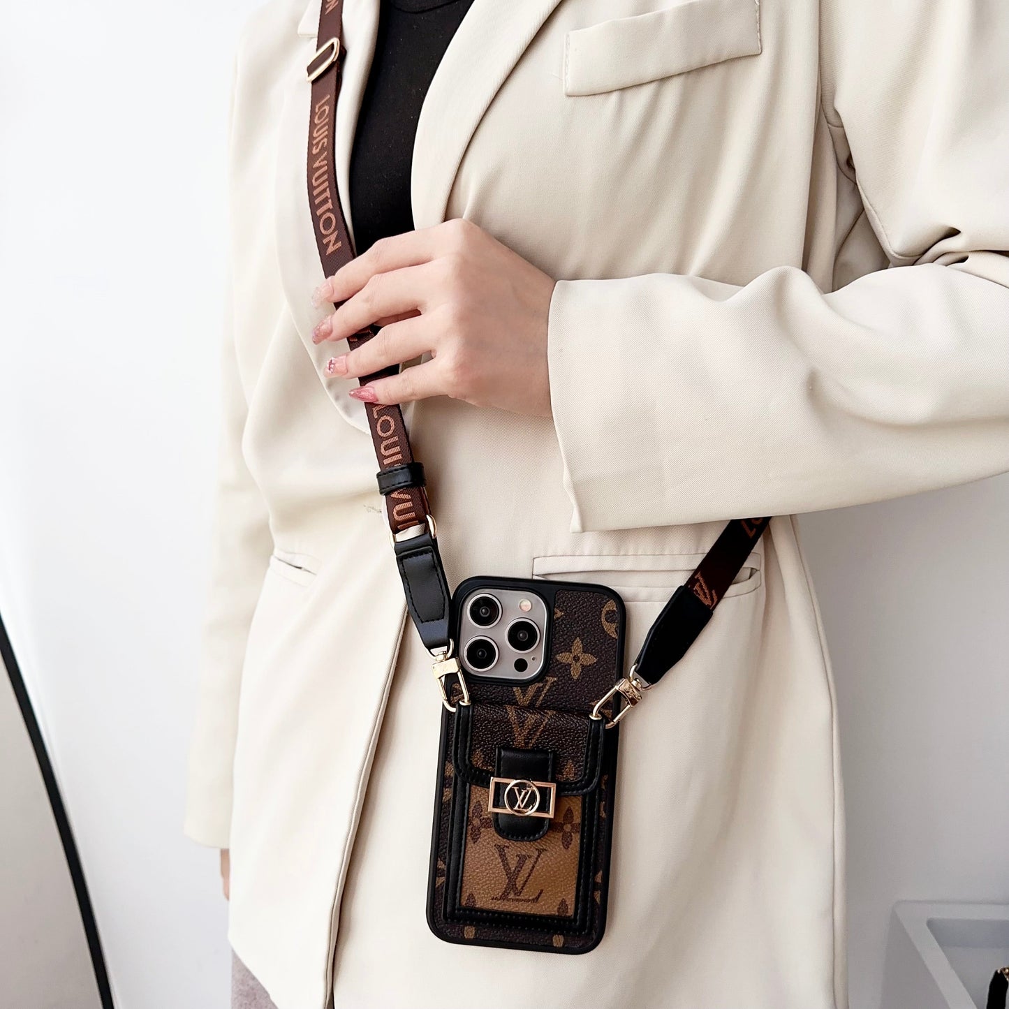 Luxury DAUPHINE LEATHER MONOGRAM CROSSBODY IPHONE CASEs mysite