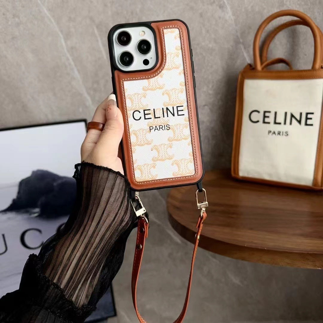 White Celine iPhone Case With Strap-SZ2311241 mysite