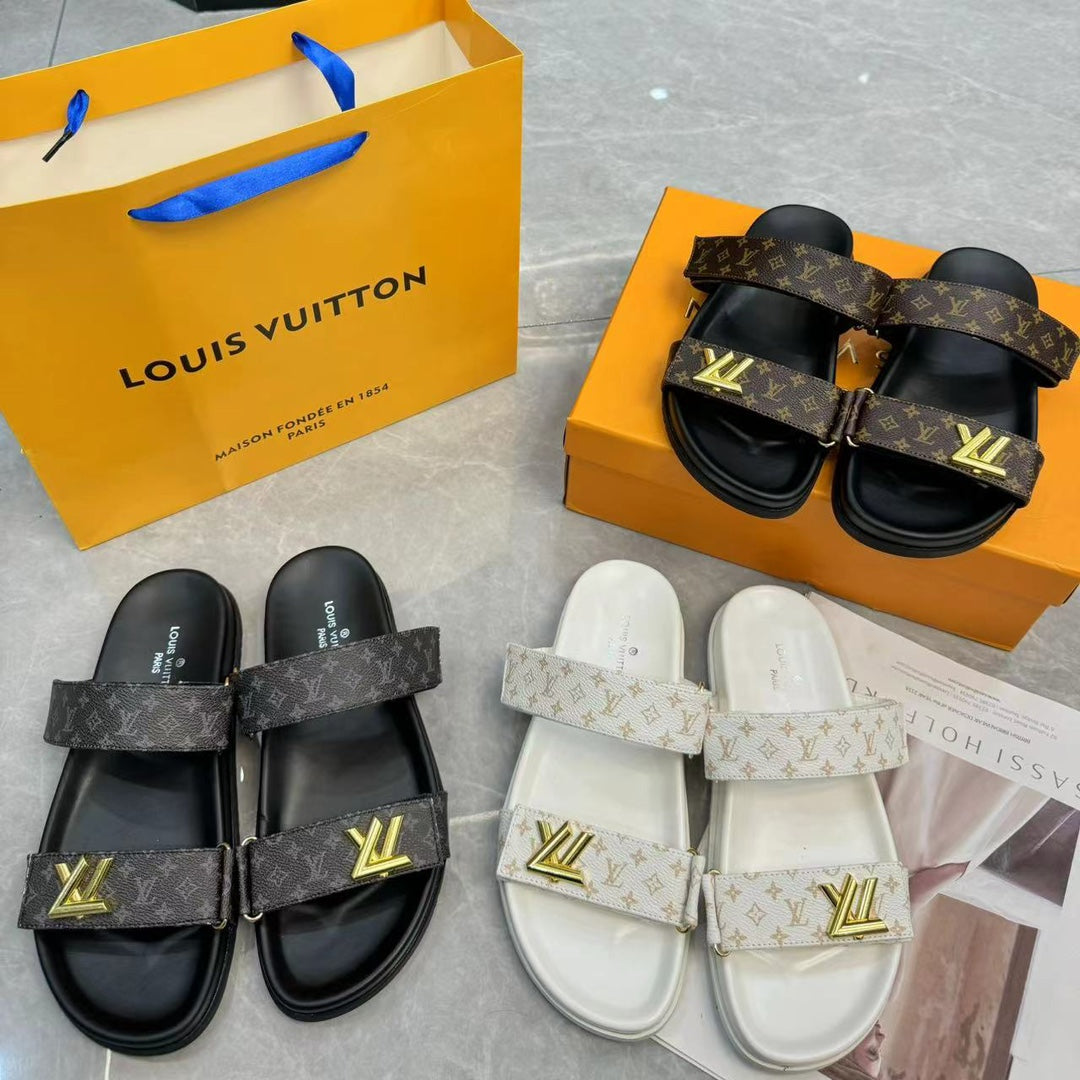 Unis-1ex Leather Monogram Sandals-1 mysite