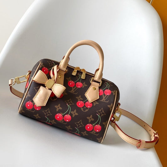 LV x TM Speedy Bandoulière 20cm Brown Monogram Cherry Canvas Cowhide GHW mysite