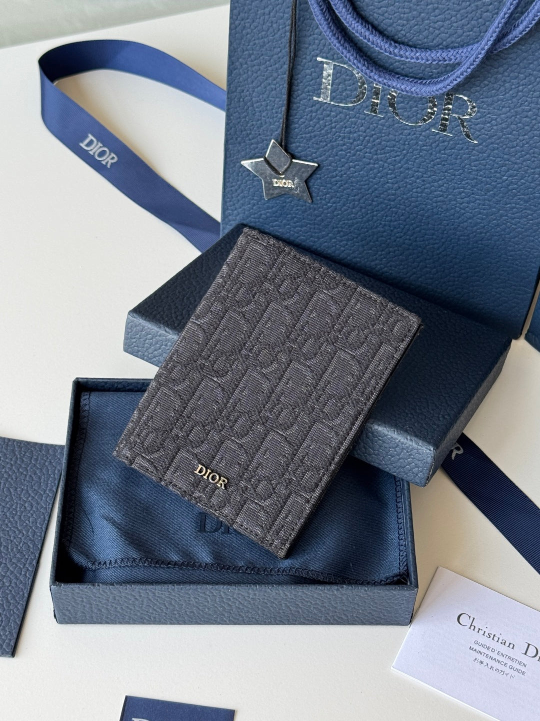 CD Oblique Passport Holder Black Jacquard Cowhide mysite