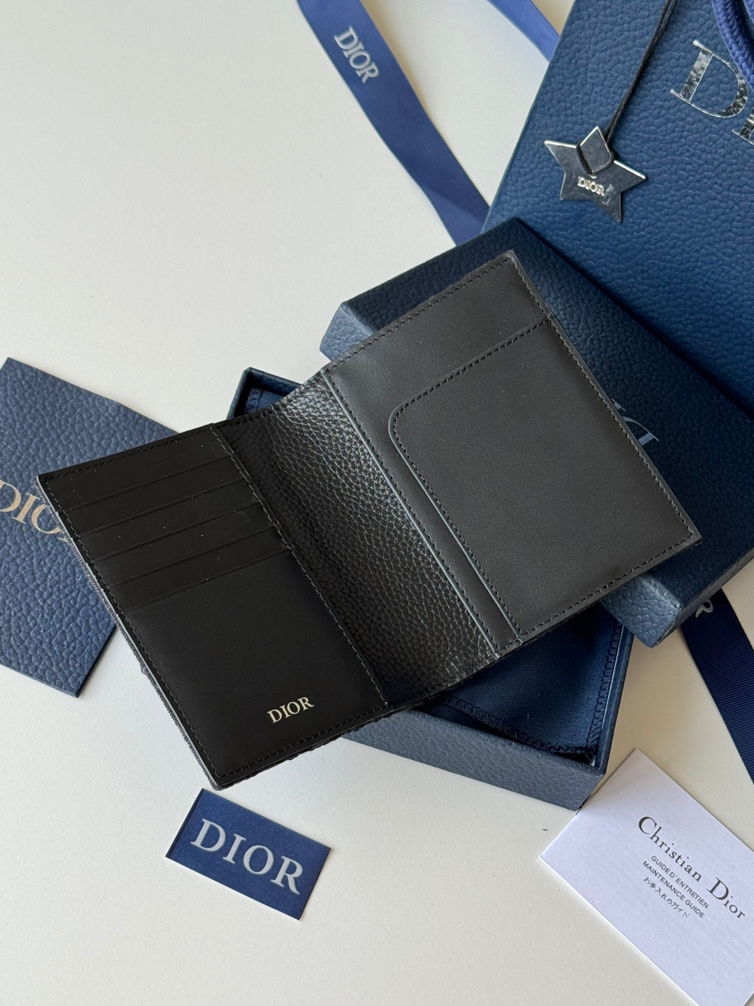 CD Oblique Passport Holder Black Jacquard Cowhide mysite