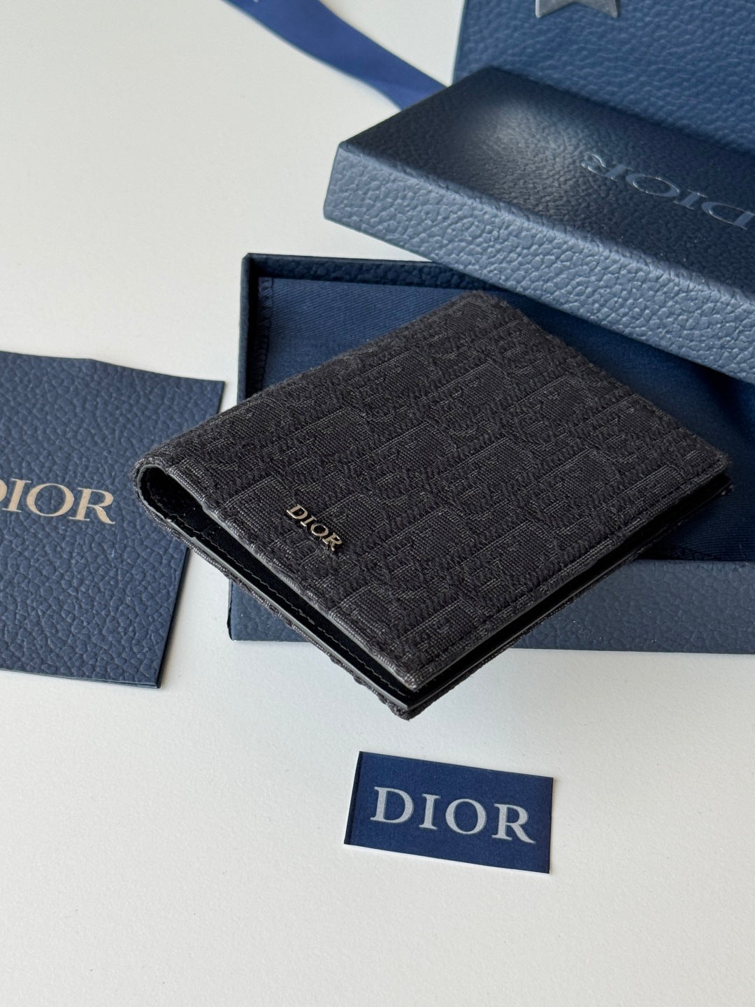 CD Oblique Passport Holder Black Jacquard Cowhide mysite