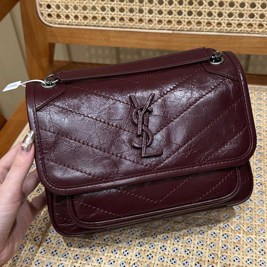 YSL Niki Baby Bag Burgundy Calfskin 338872 mysite