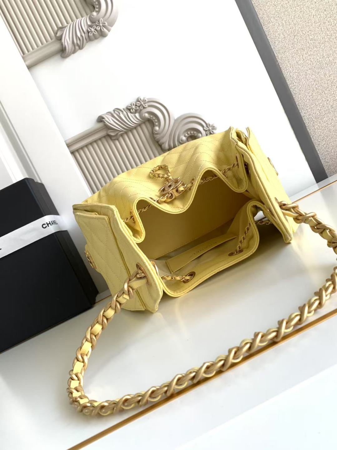 CC 25C Hobo Bag 30cm Yellow Grained Calfskin mysite