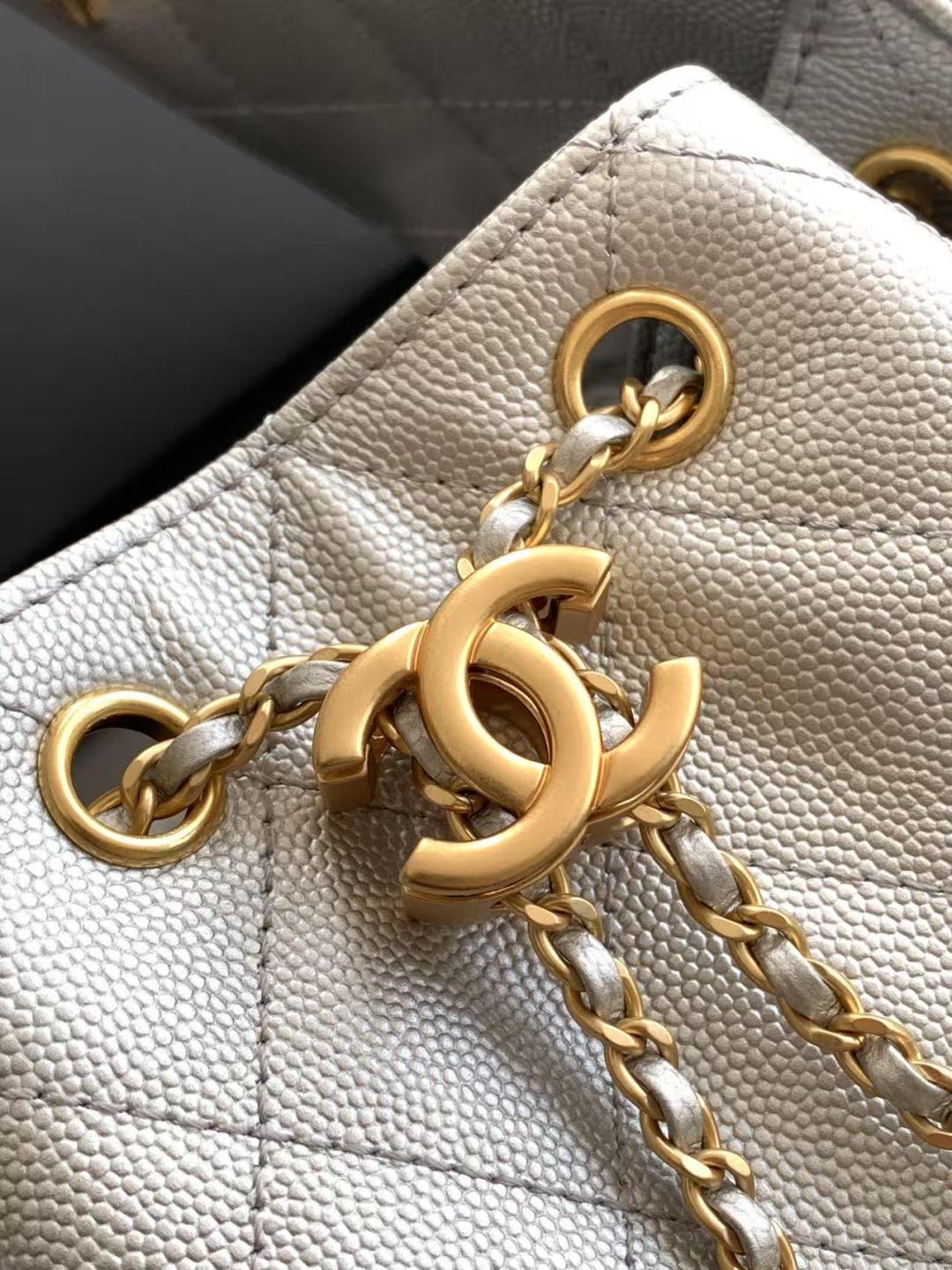 CC 25C Hobo Bag 30cm Silver Metalic Grained Calfskin mysite