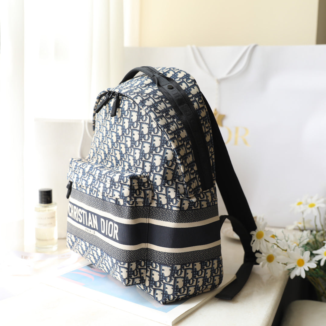 CD Monogram Backpack Blue Beige Canvas mysite