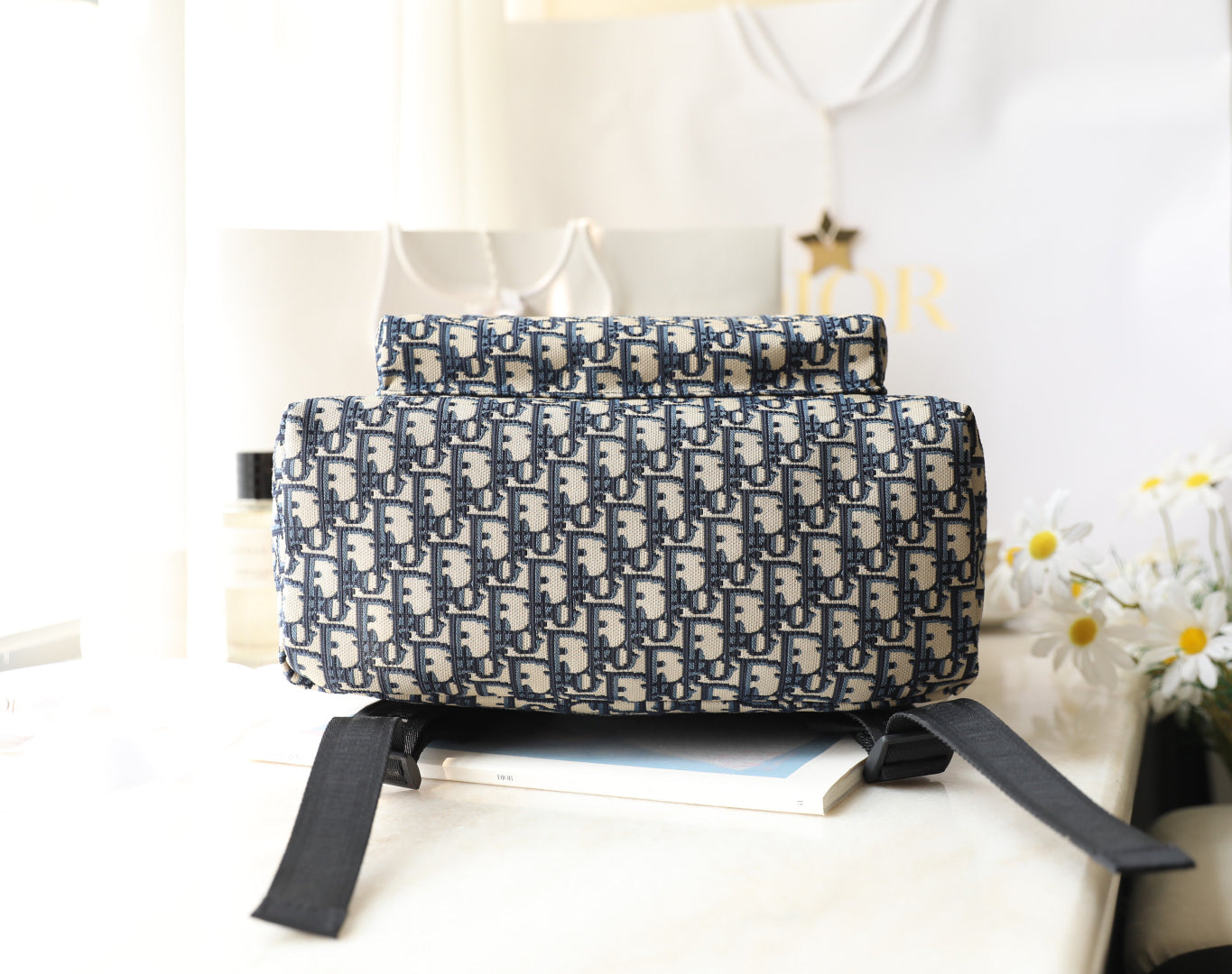 CD Monogram Backpack Blue Beige Canvas mysite