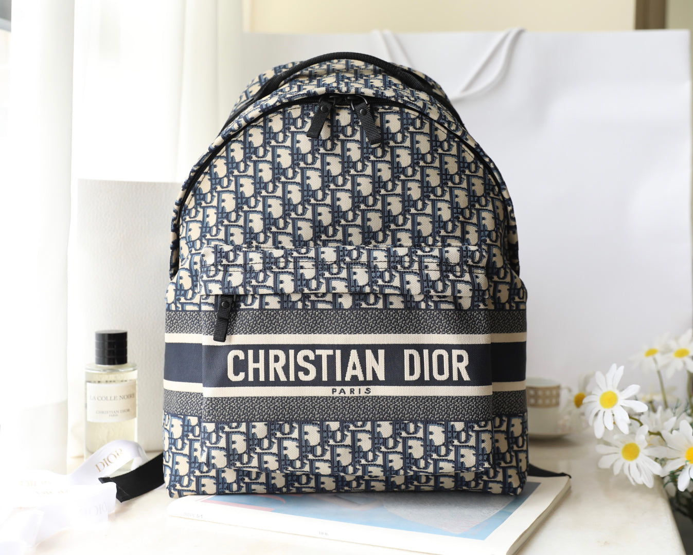 CD Monogram Backpack Blue Beige Canvas mysite