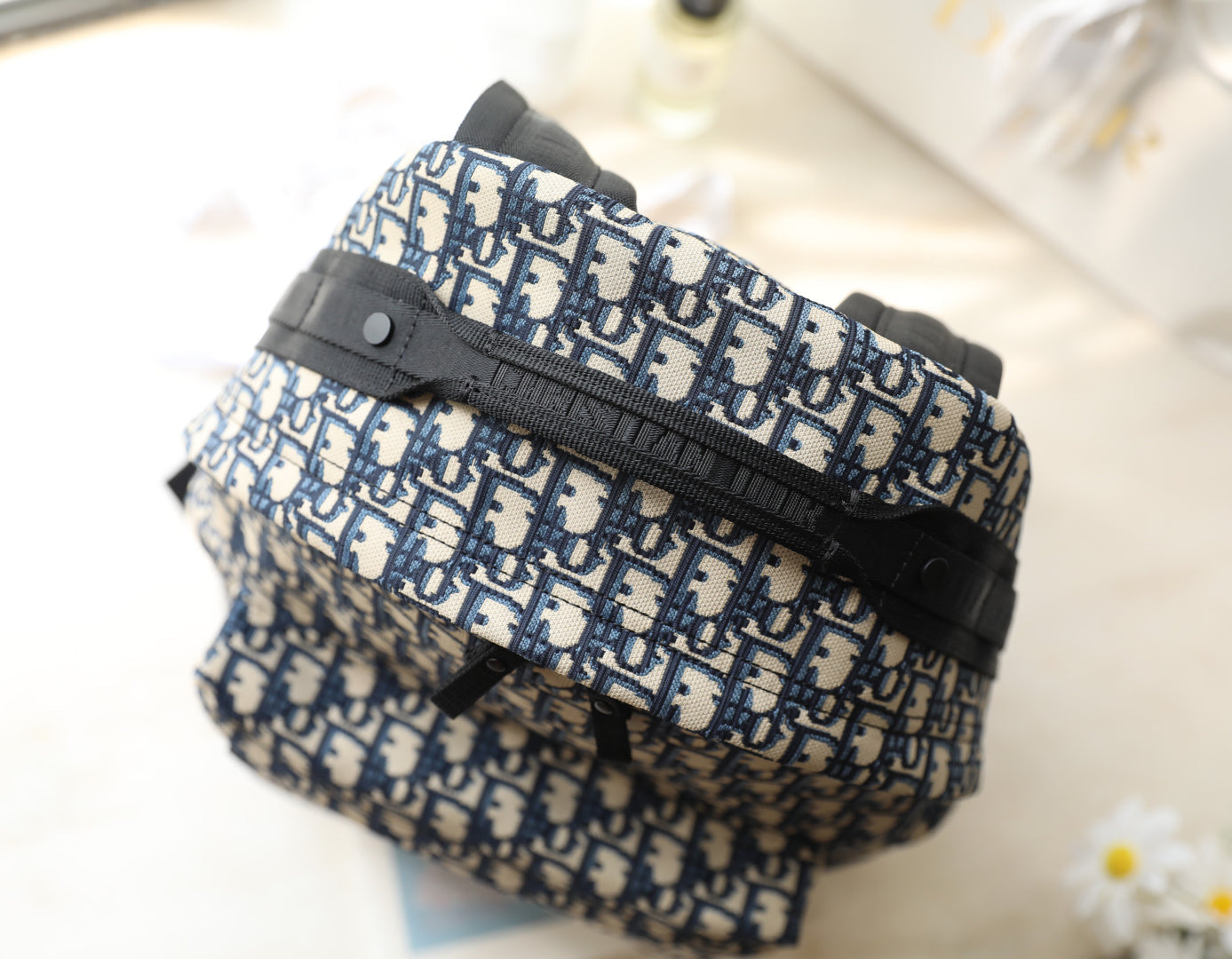 CD Monogram Backpack Blue Beige Canvas mysite