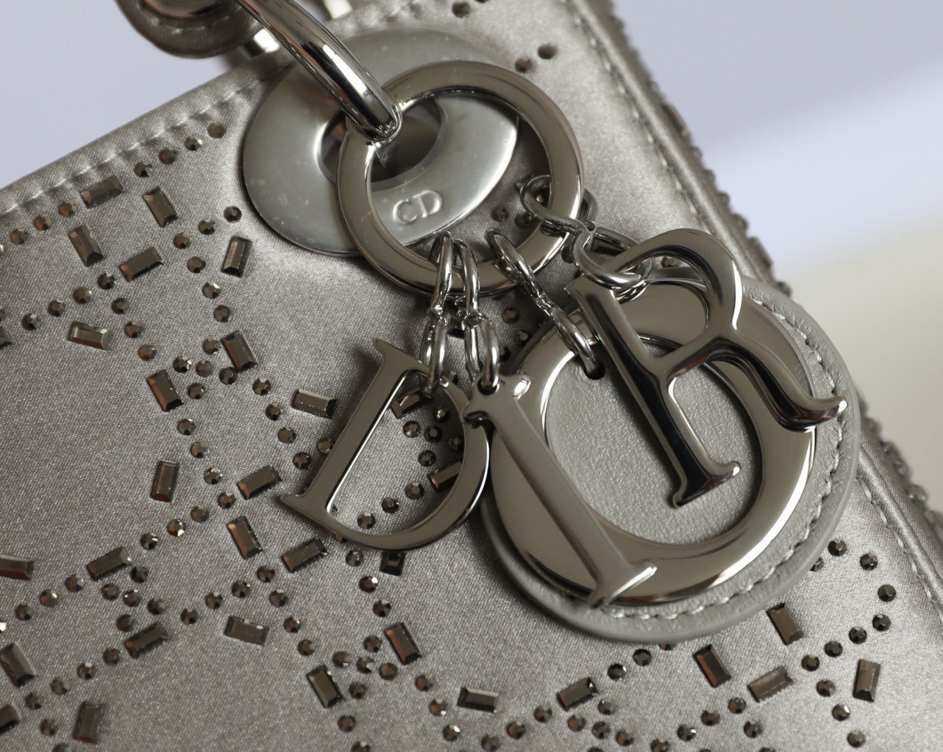 CD Lady Dior Mini Diamond Bag Gray Satin mysite