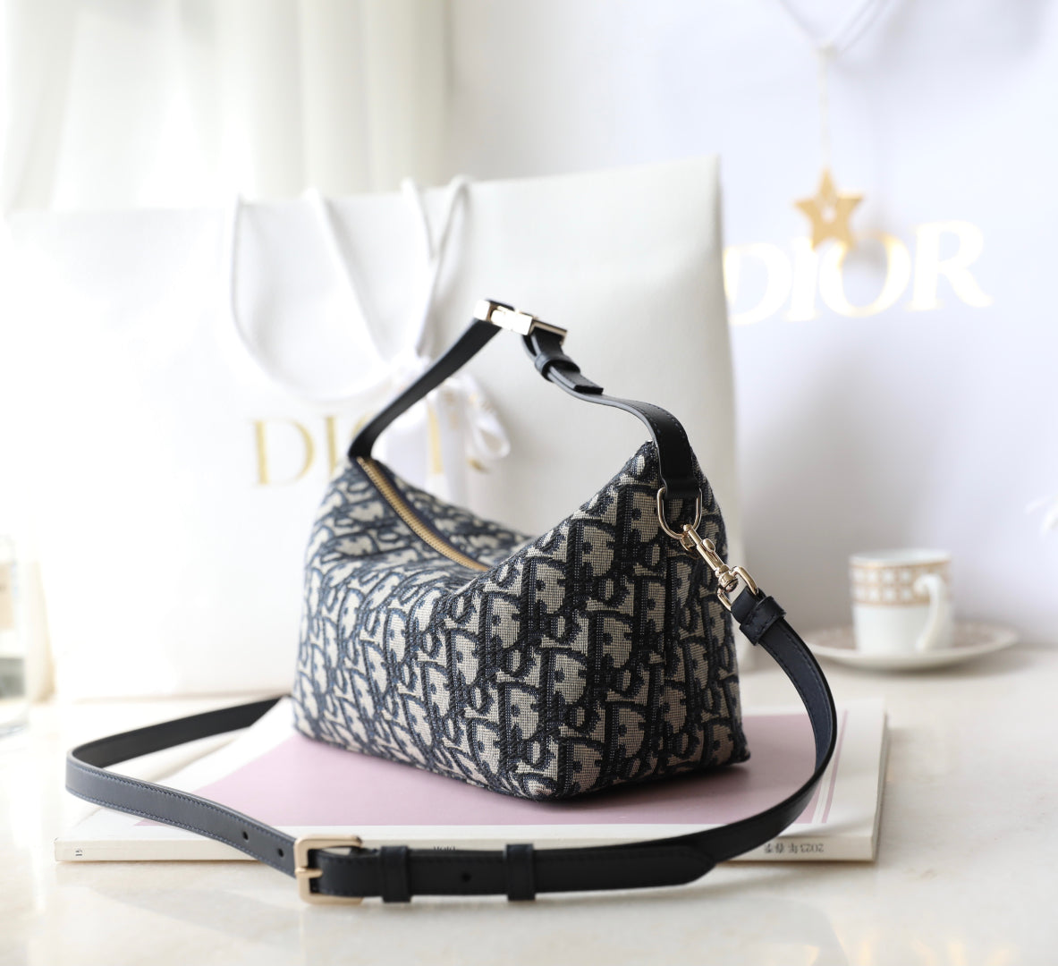 CD Monogram Nonad Lunch Bag Blue Beige Canvas mysite