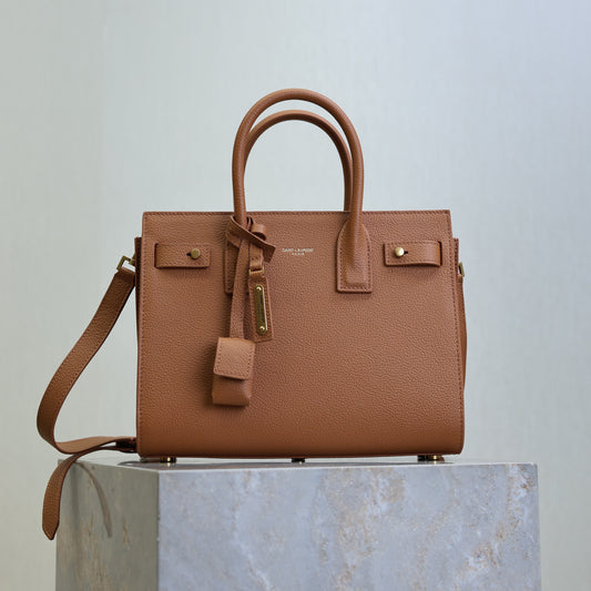 YSL Sac De Jour Nano 26cm Brown Grain Cowhide GHW mysite