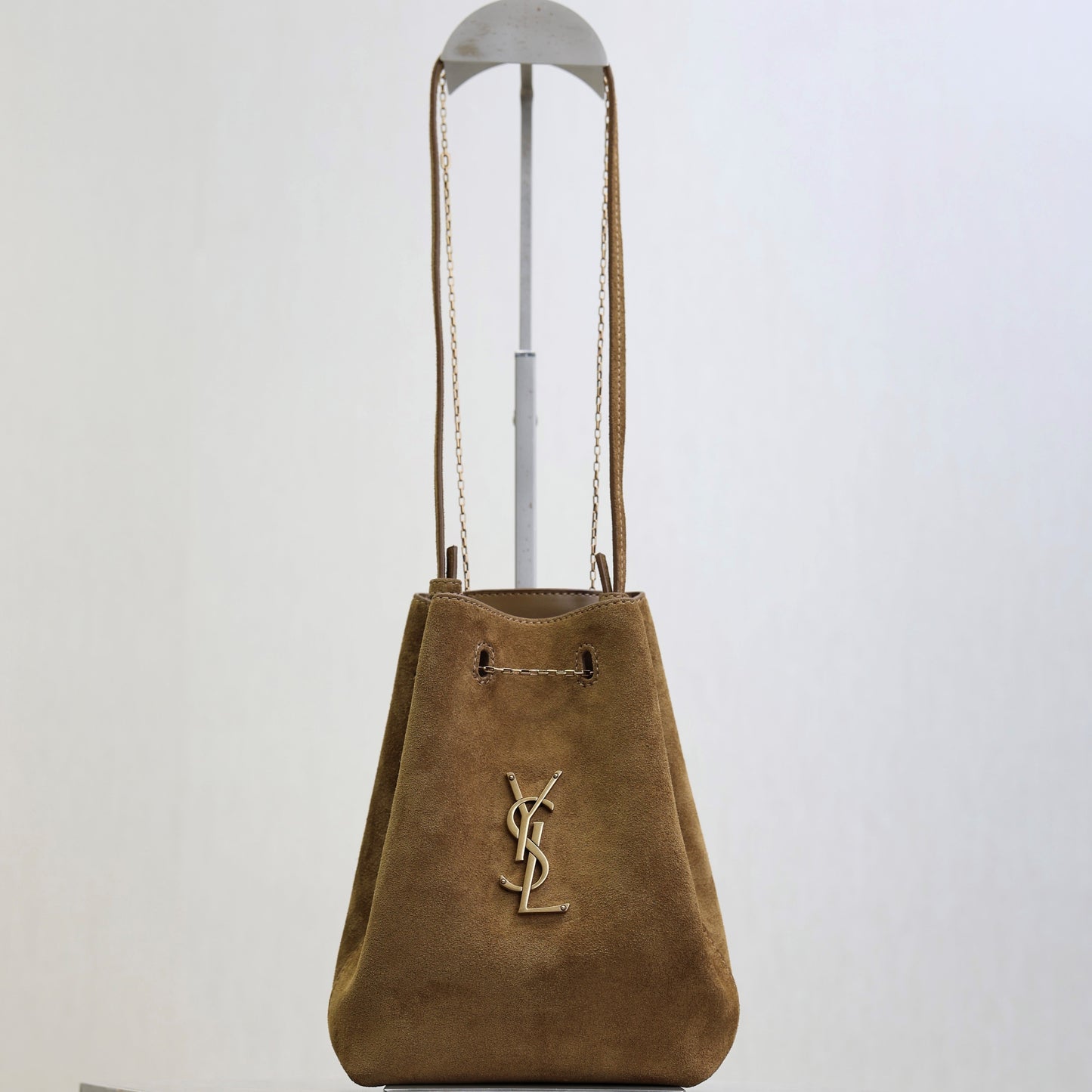 Prada Pochon Bucket Bag 20cm Brown Suede Bronze-Tone HW mysite