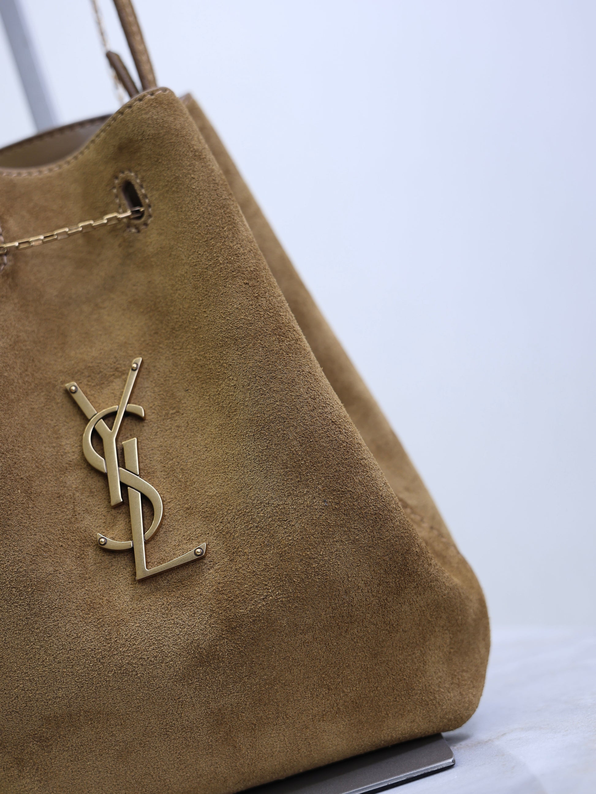 Prada Pochon Bucket Bag 20cm Brown Suede Bronze-Tone HW mysite