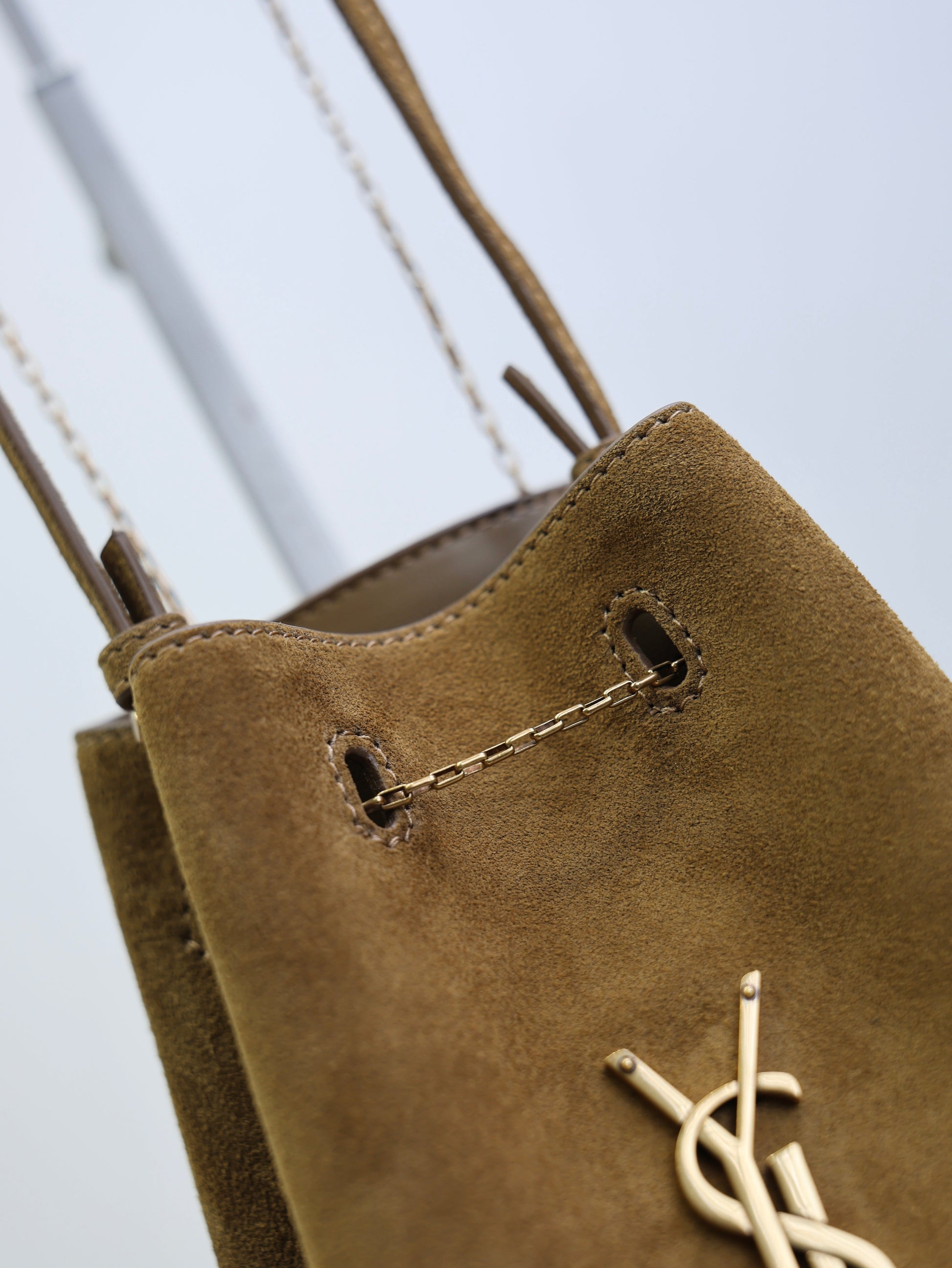 Prada Pochon Bucket Bag 20cm Brown Suede Bronze-Tone HW mysite