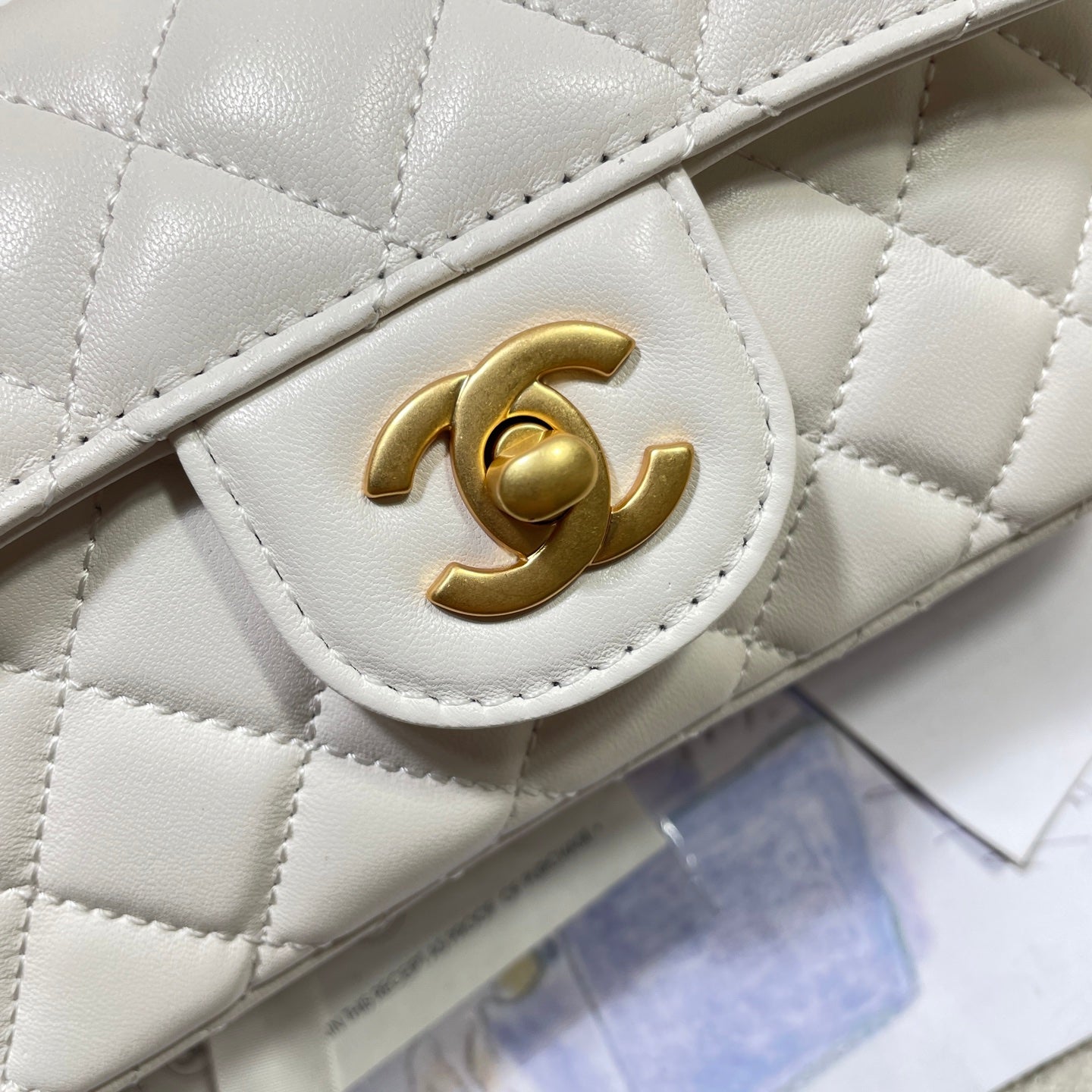 CC 25P Mini Flap Bag 22cm Top Handle Cream Calfskin Gold Hardware mysite