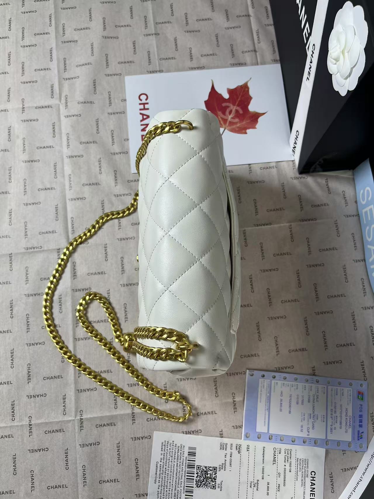 25C Mini Flap 24cm White Lambskin Gold Heart Hardware mysite