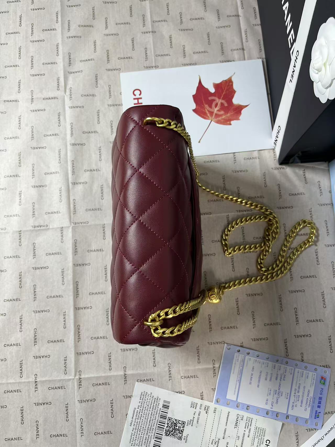 25C Mini Flap 24cm Burgundy Lambskin Gold Heart Hardware mysite