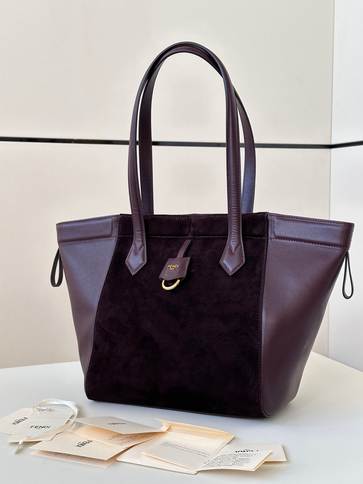 ORIGAMI MEDIUM 27 IN WINE RED LAMBSKIN AND SUEDE mysite