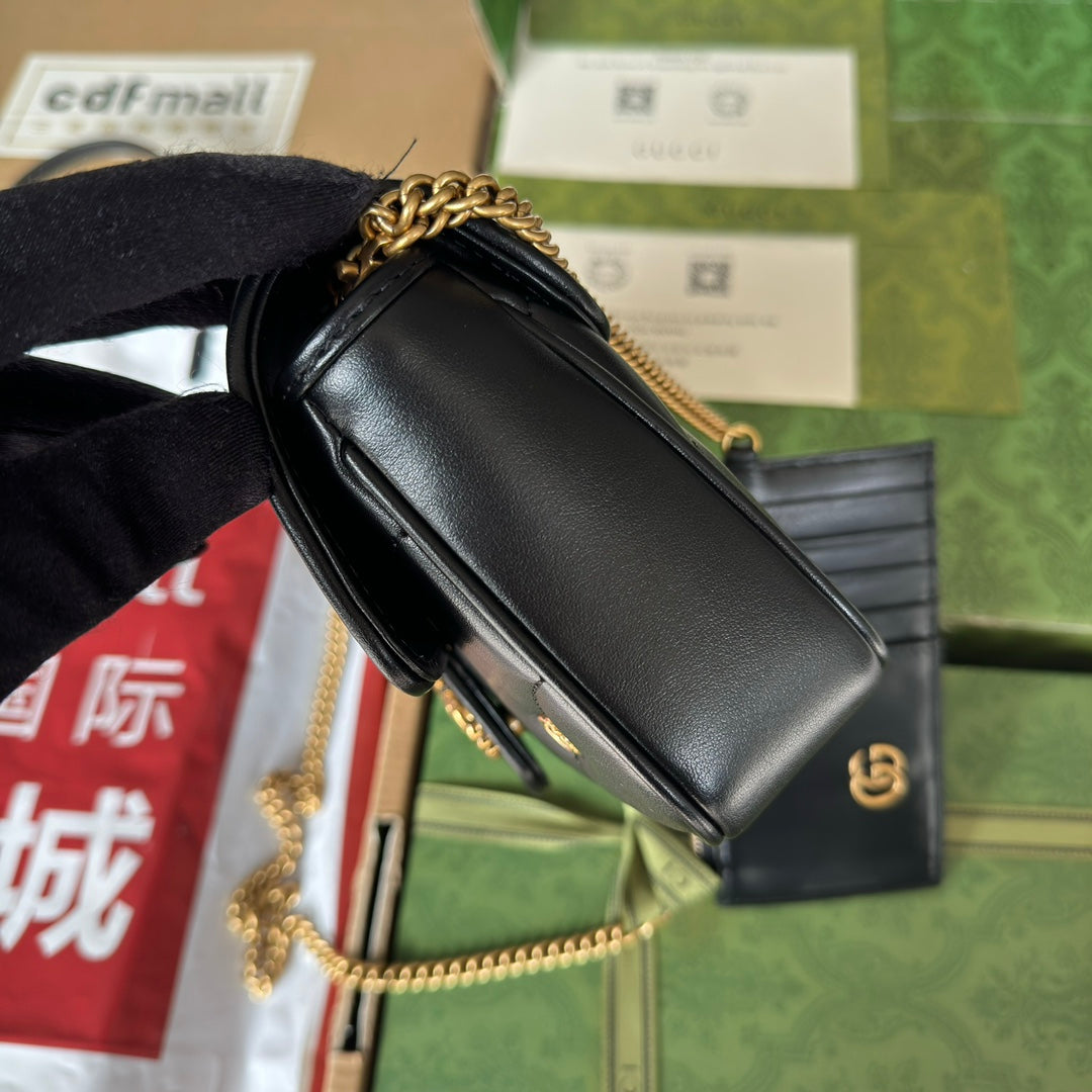 gg marmont 21cm black calfskin double g stud gold hardware mysite