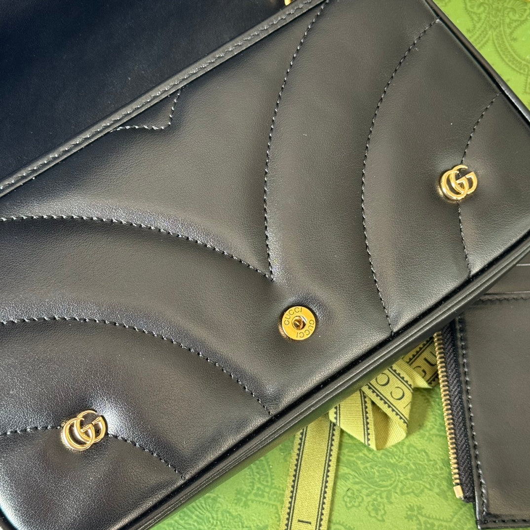 gg marmont 21cm black calfskin double g stud gold hardware mysite