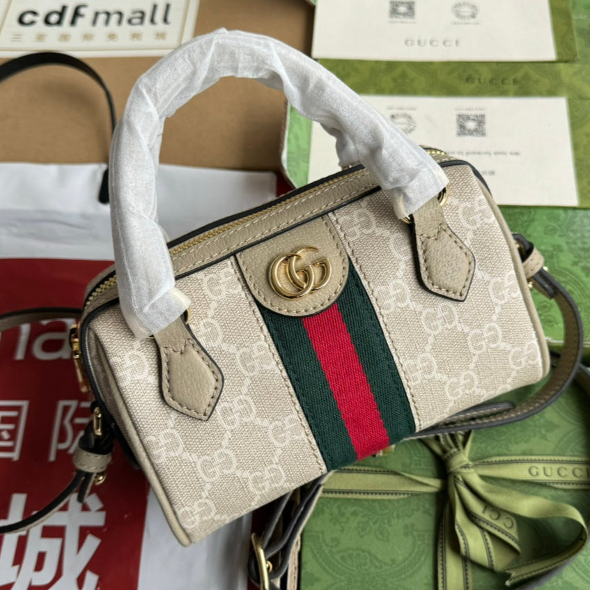 Gucci Ophidia 16.5 Bag Beige Canvas Leather 240093 mysite