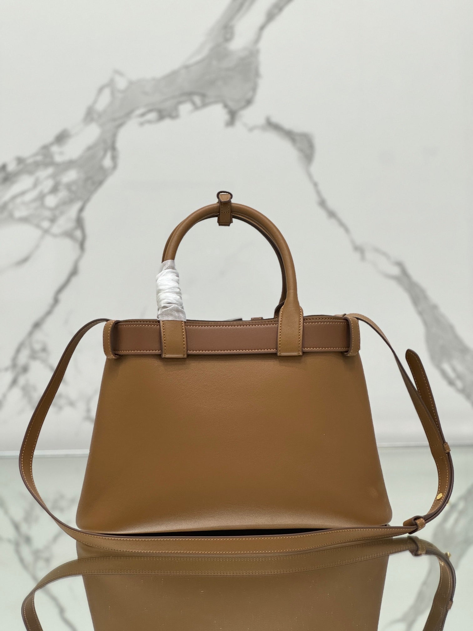 TOTE BAG WITH BELT 32 IN CIDER BROWN IMPORTED CALFSKIN mysite