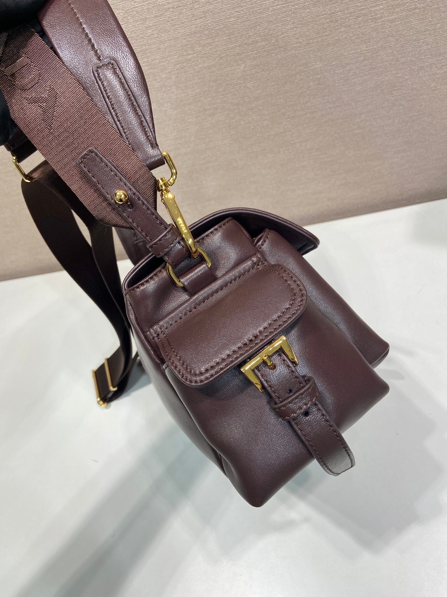 PRA Shoulder Bag Dark Brown Sheepskin 341138 mysite