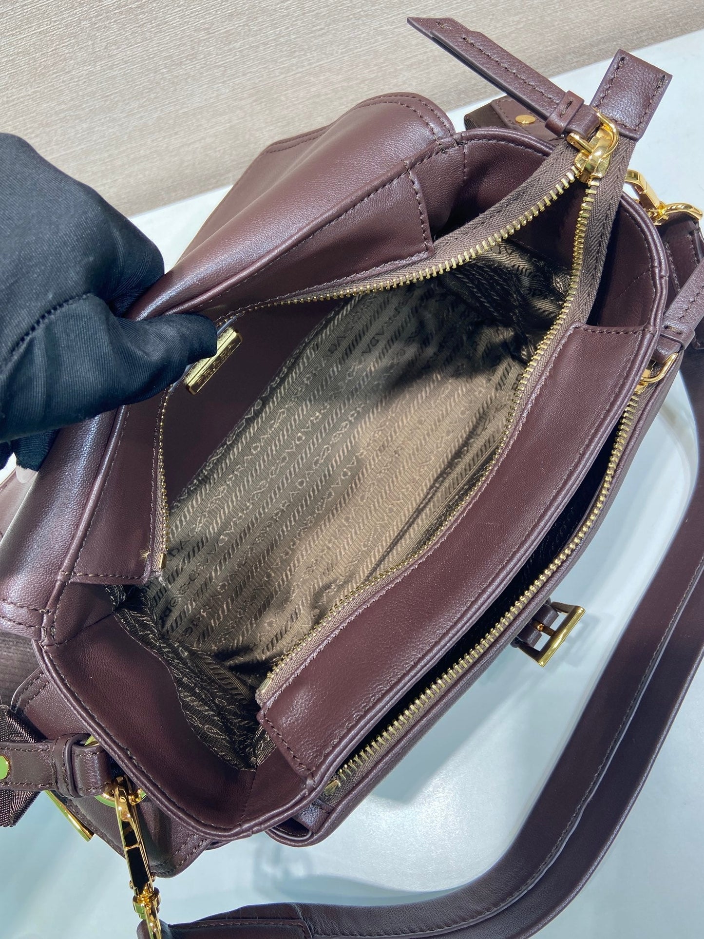 PRA Shoulder Bag Dark Brown Sheepskin 341138 mysite