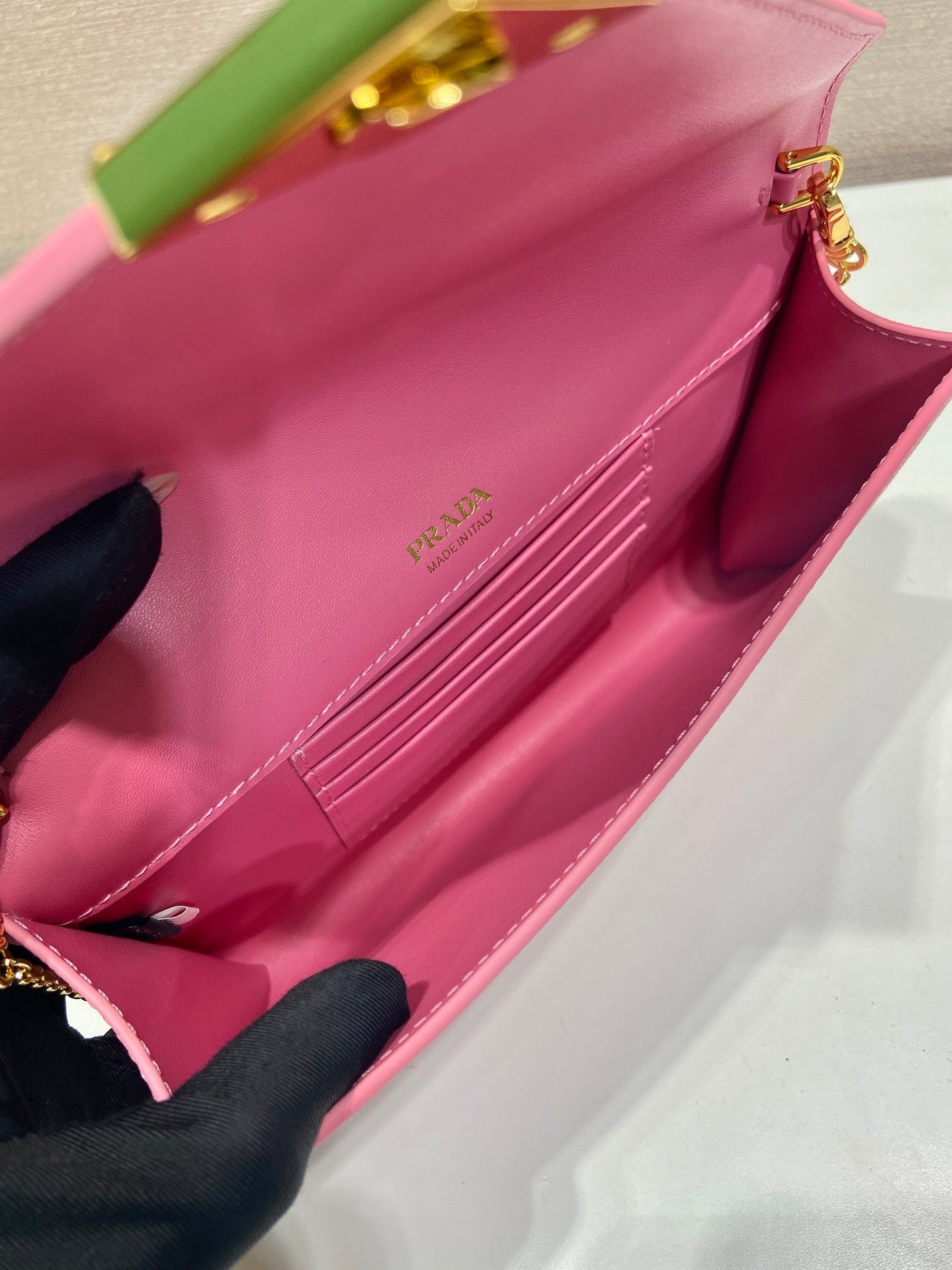 PRA Cross pattern envelope bag pink leather 341153 mysite