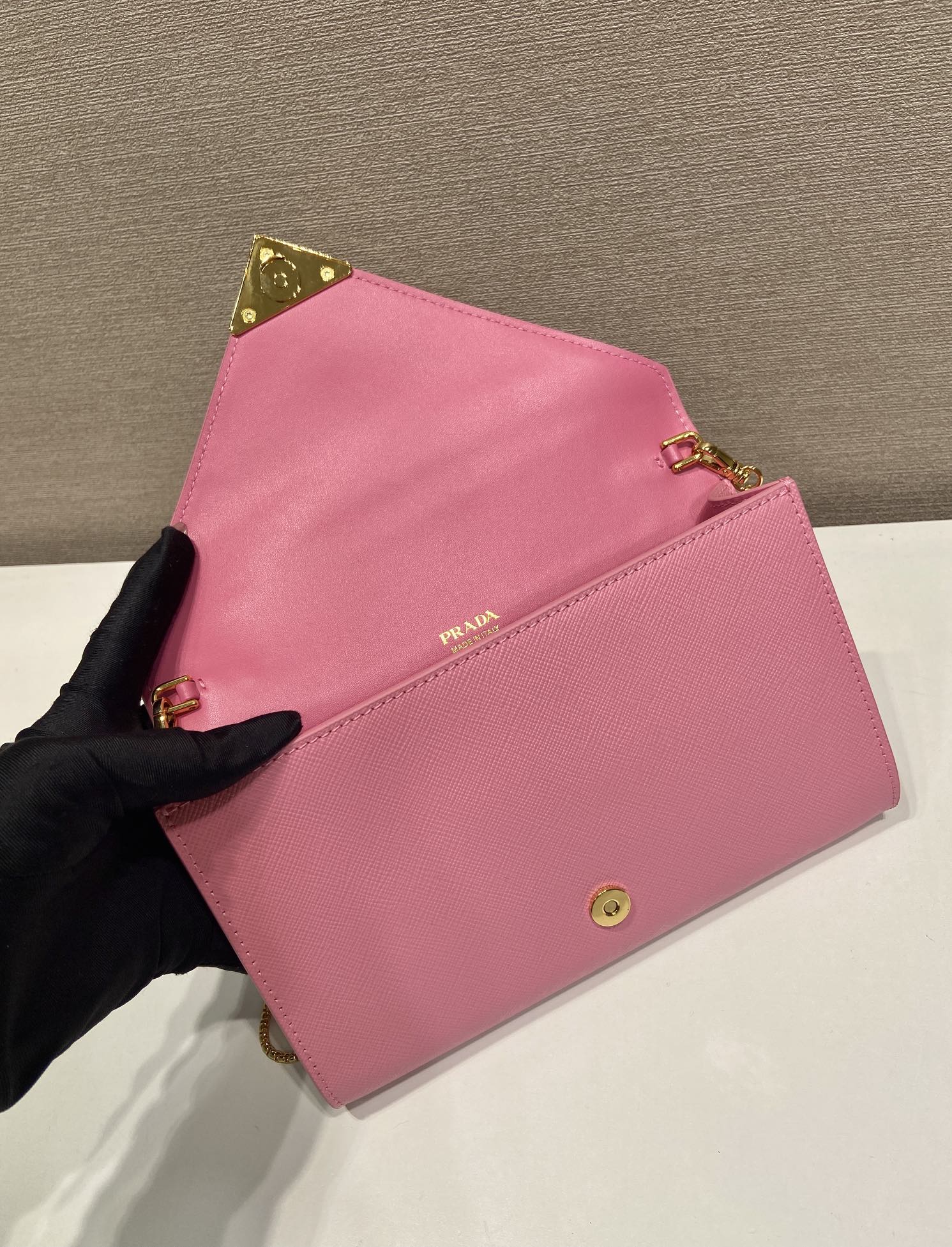 PRA Cross pattern envelope bag pink leather 341153 mysite