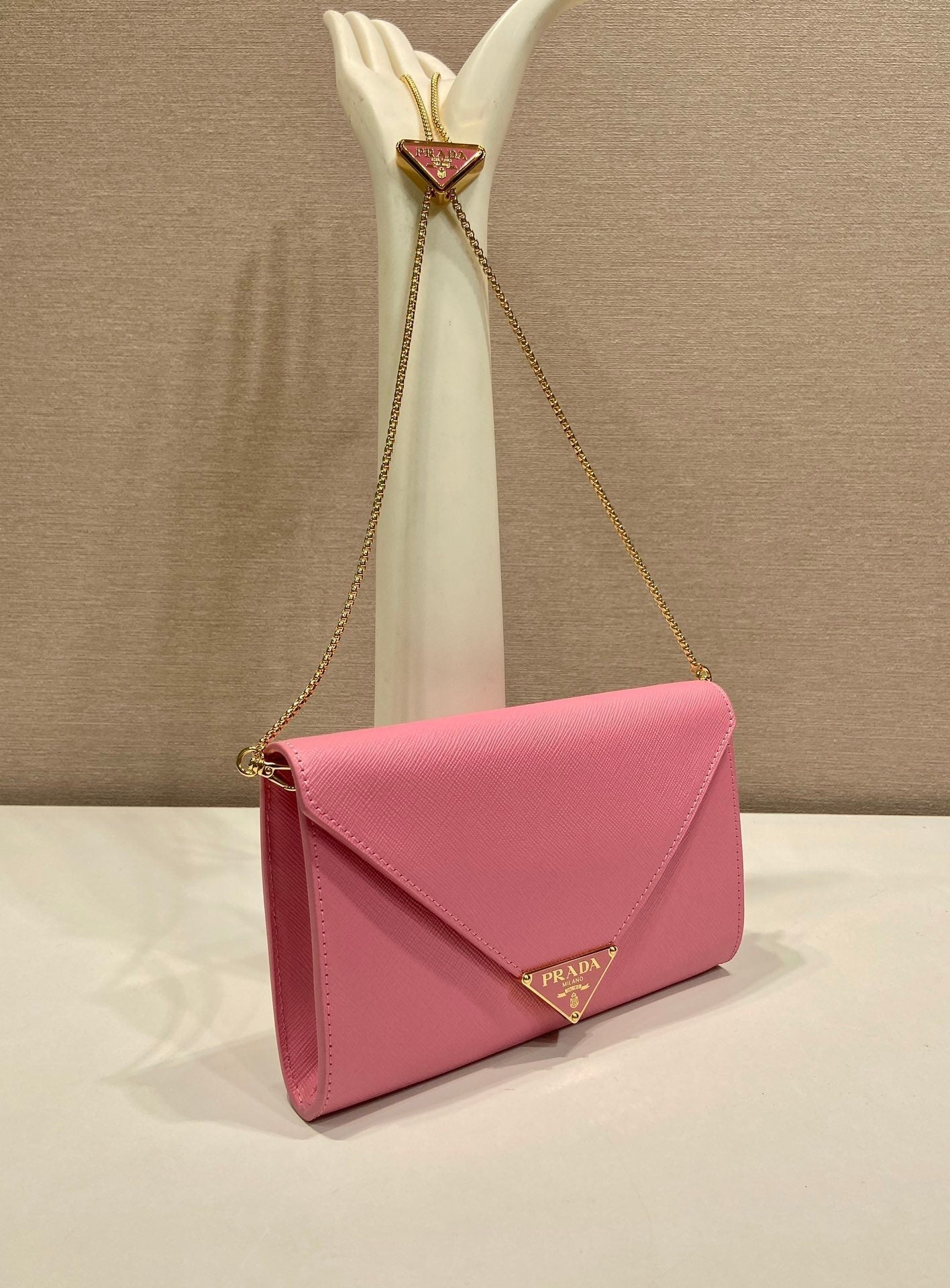 PRA Cross pattern envelope bag pink leather 341153 mysite