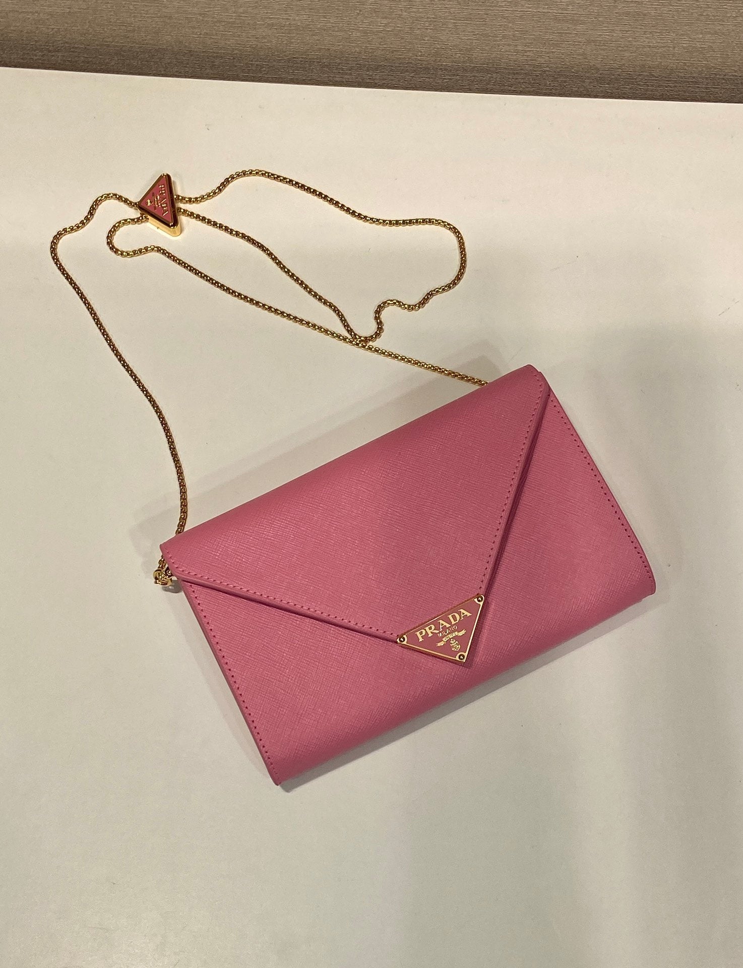 PRA Cross pattern envelope bag pink leather 341153 mysite