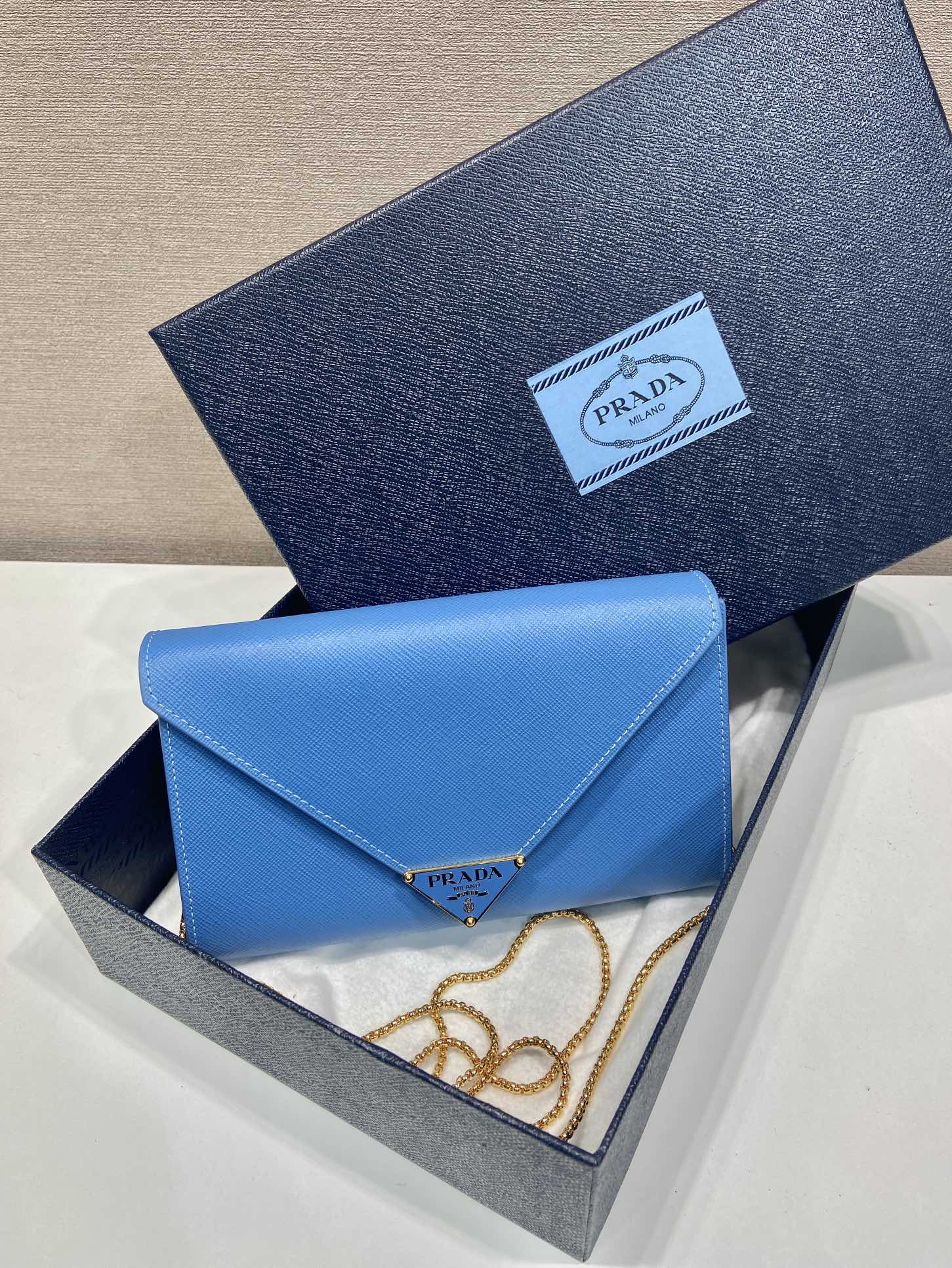 PRA Cross pattern envelope bag blue leather 341158 mysite