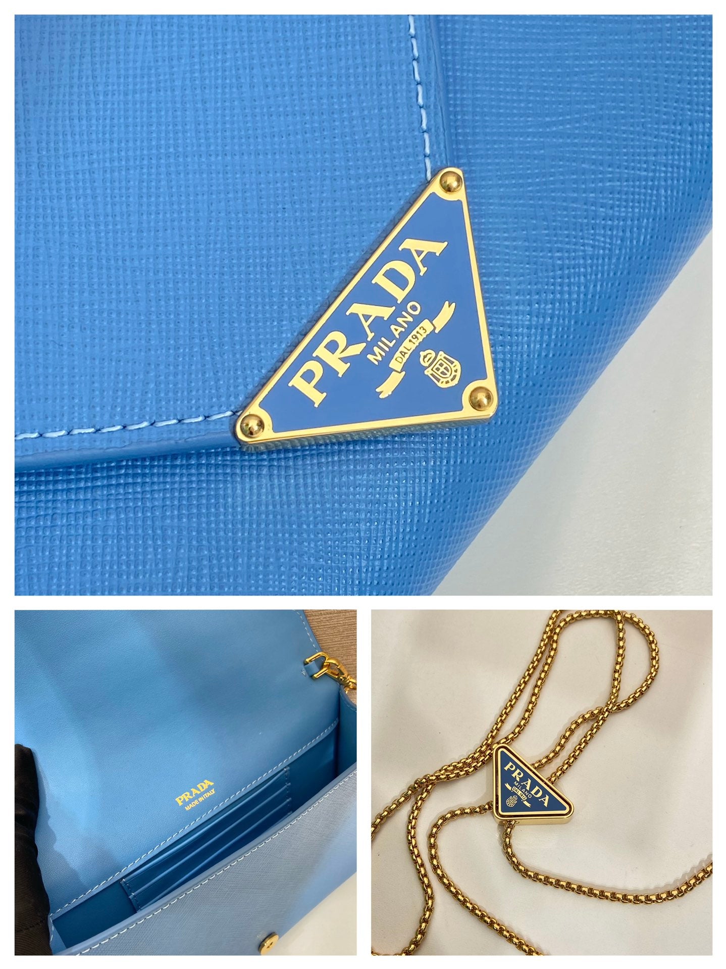 PRA Cross pattern envelope bag blue leather 341158 mysite