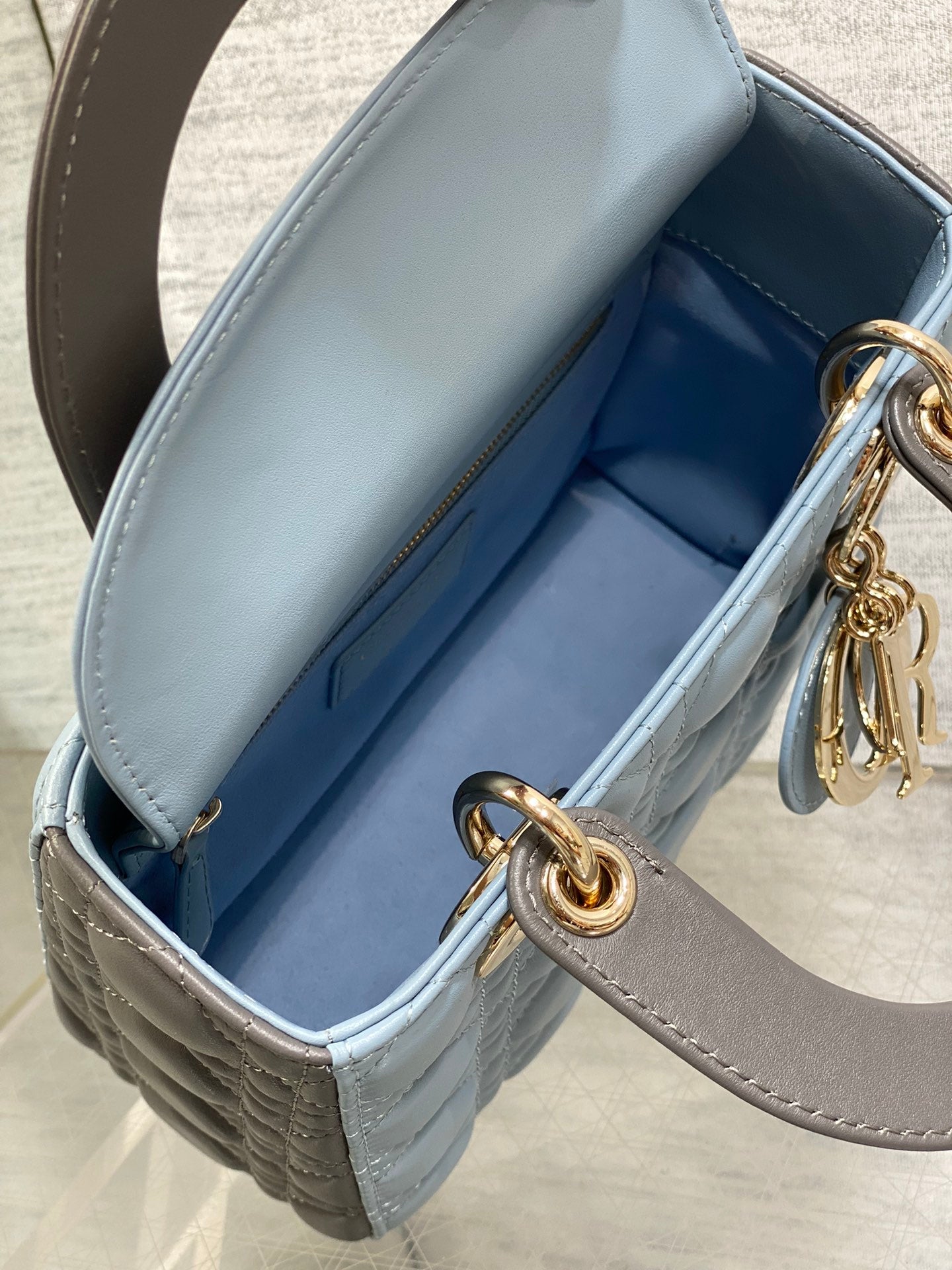 CD Lady Dior Bag Blue Grey Sheepskin 214235 mysite