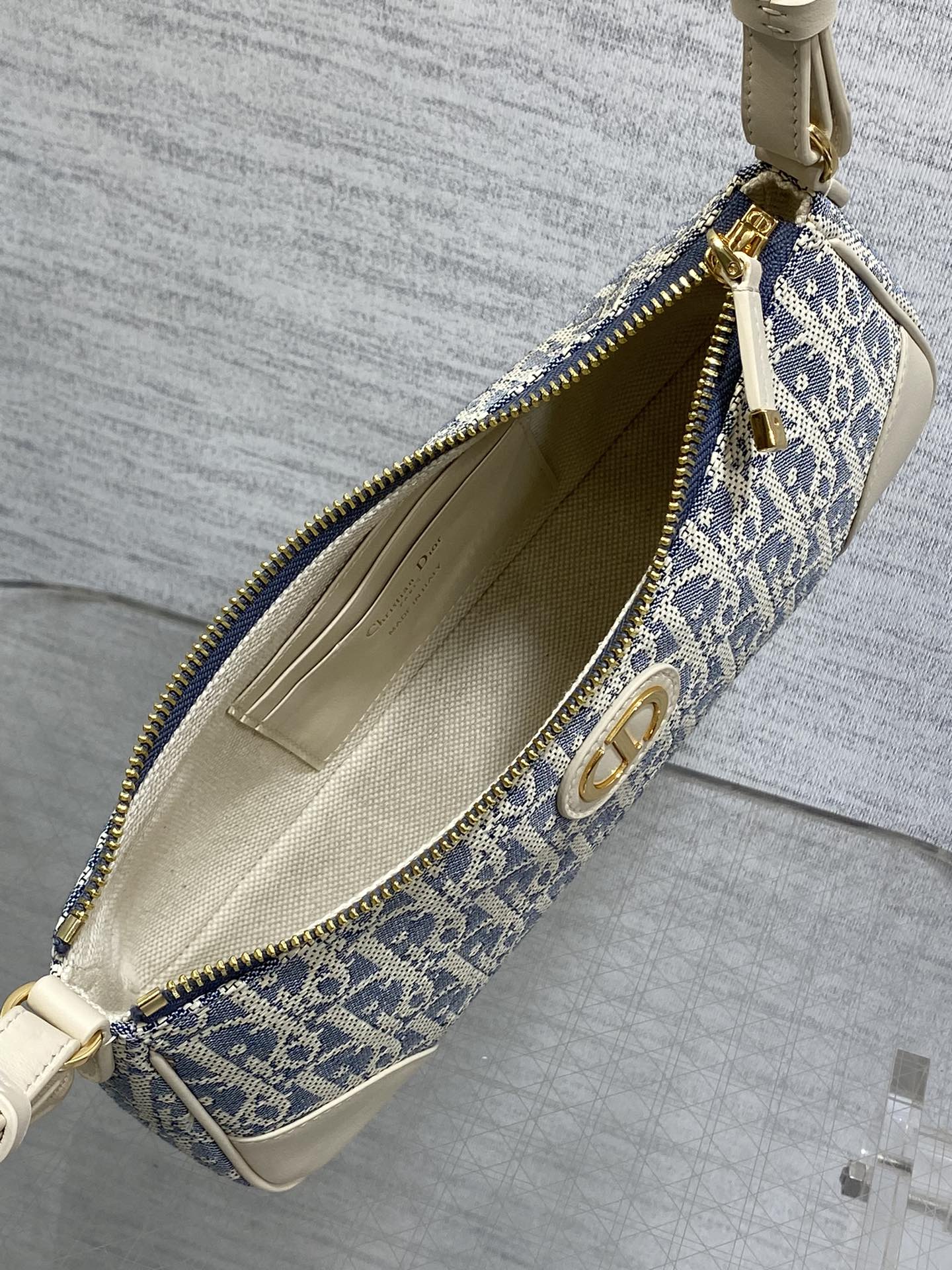 CD Cigale mini bag 26 blue raffia-effect fabric mysite