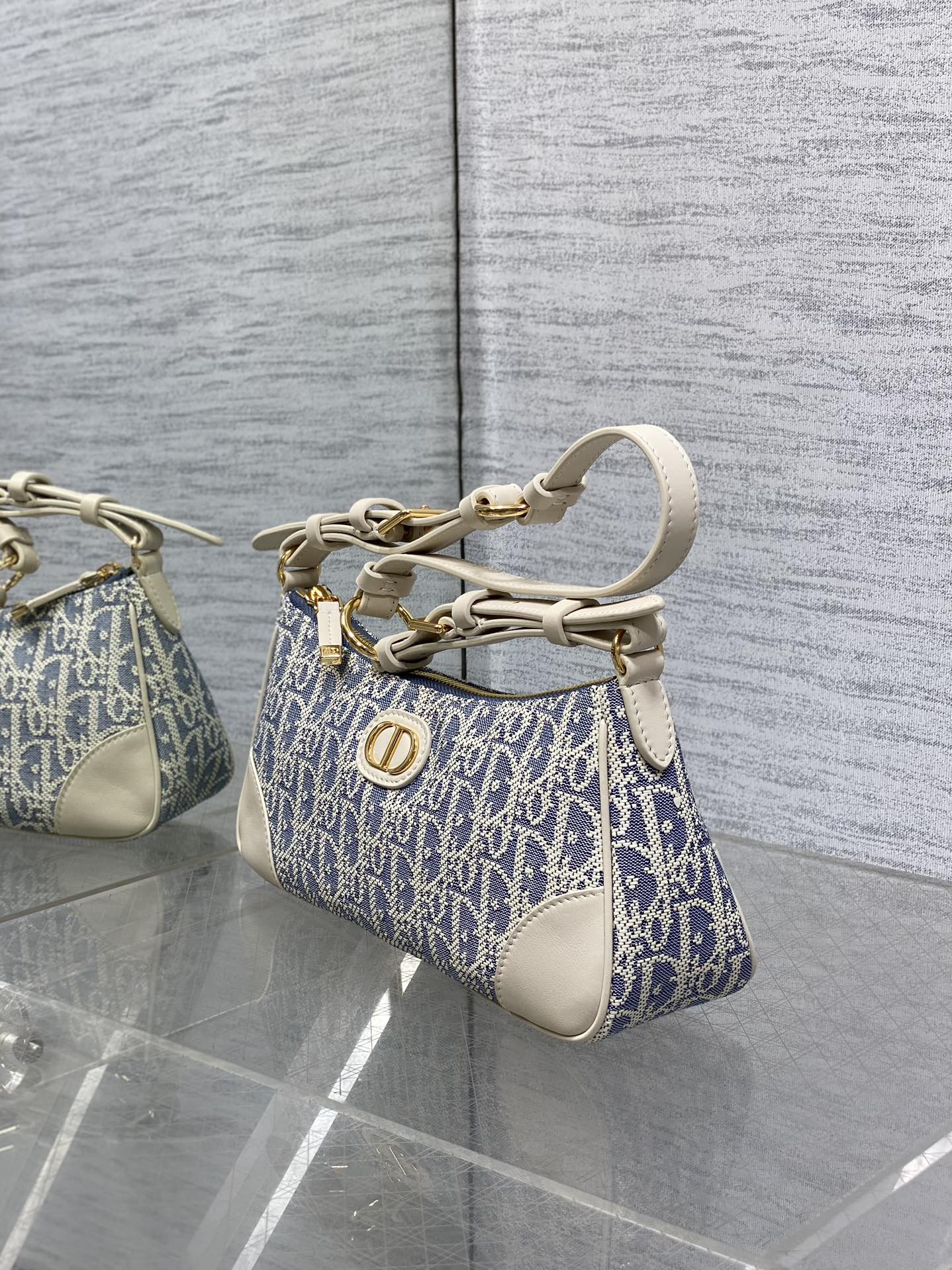 CD Cigale mini bag 26 blue raffia-effect fabric mysite