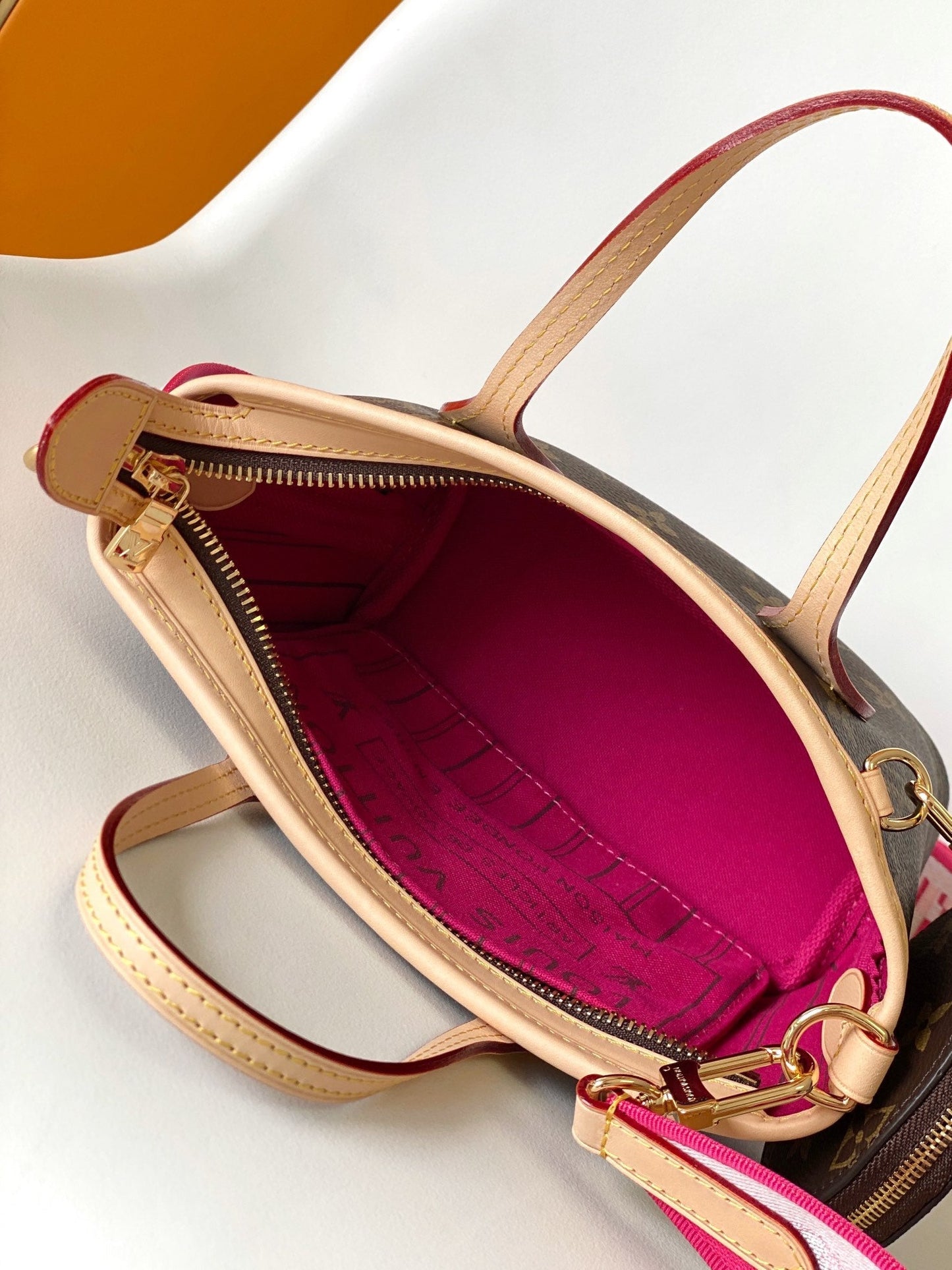 LV Neverfull BB Bag 24cm Brown Rose Red Monogram Canvas & Cowhide mysite