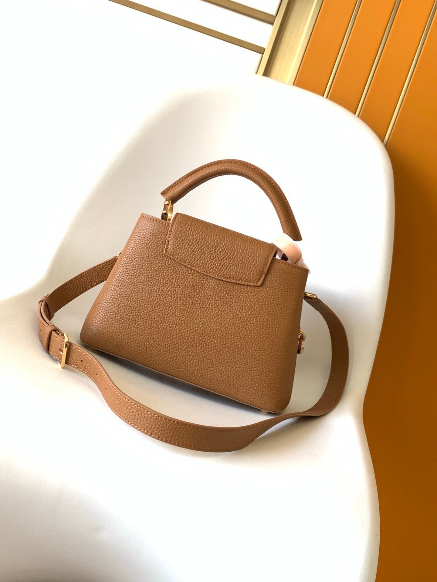 LV Capucine Mini Bag 27cm Brown Gold Taurillon cowhide mysite