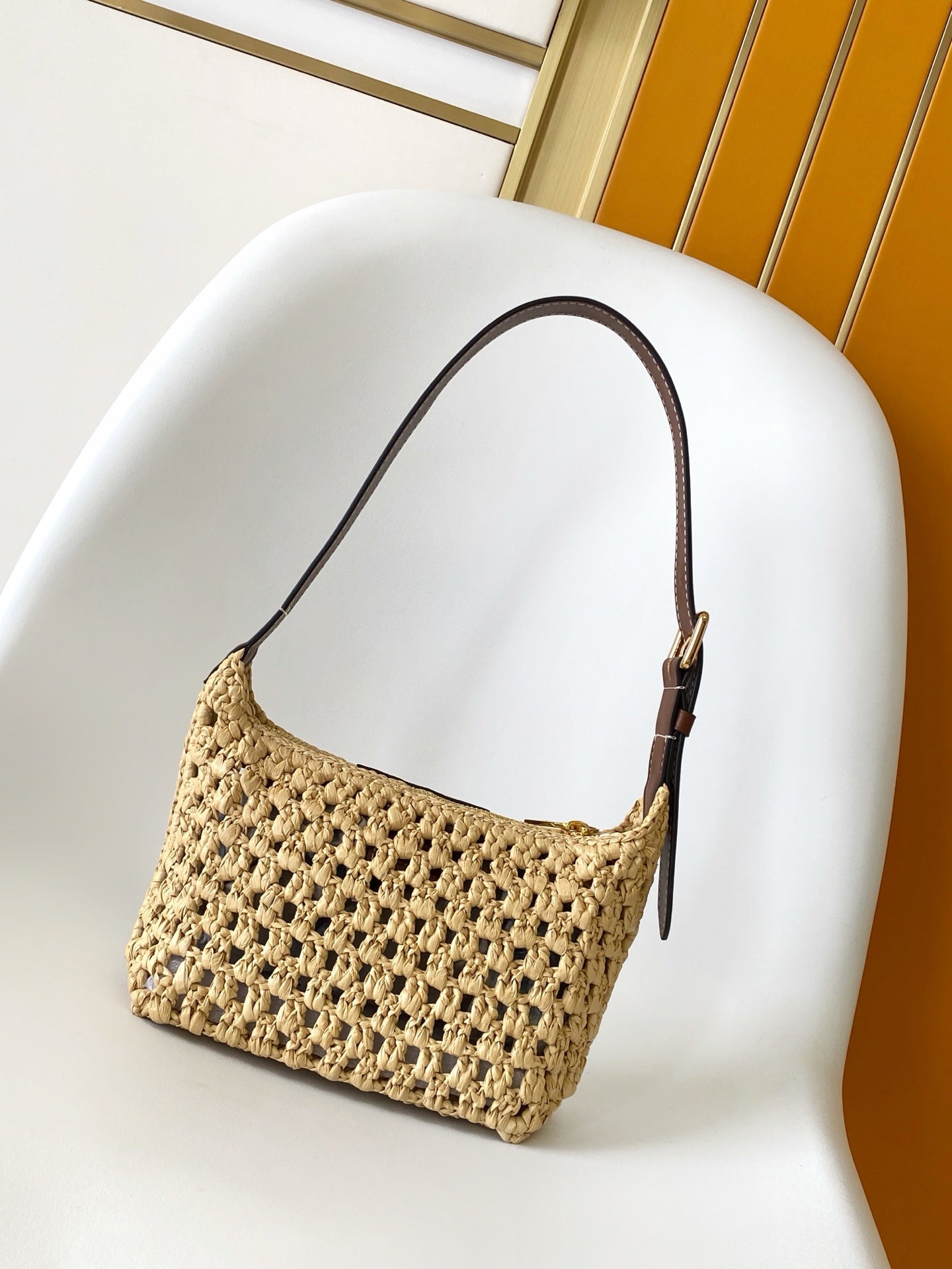 LV Hills Pochette 18.5cm Brown Beige Raffia & Cowhide GHW mysite