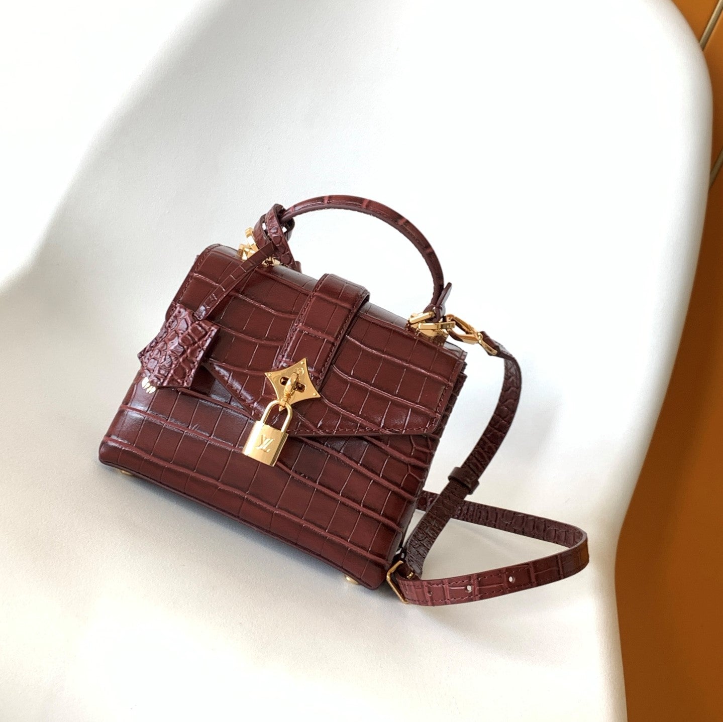 LV 25s Rose Des Vents Handbag 19cm Burgundy Crocodile GHW mysite