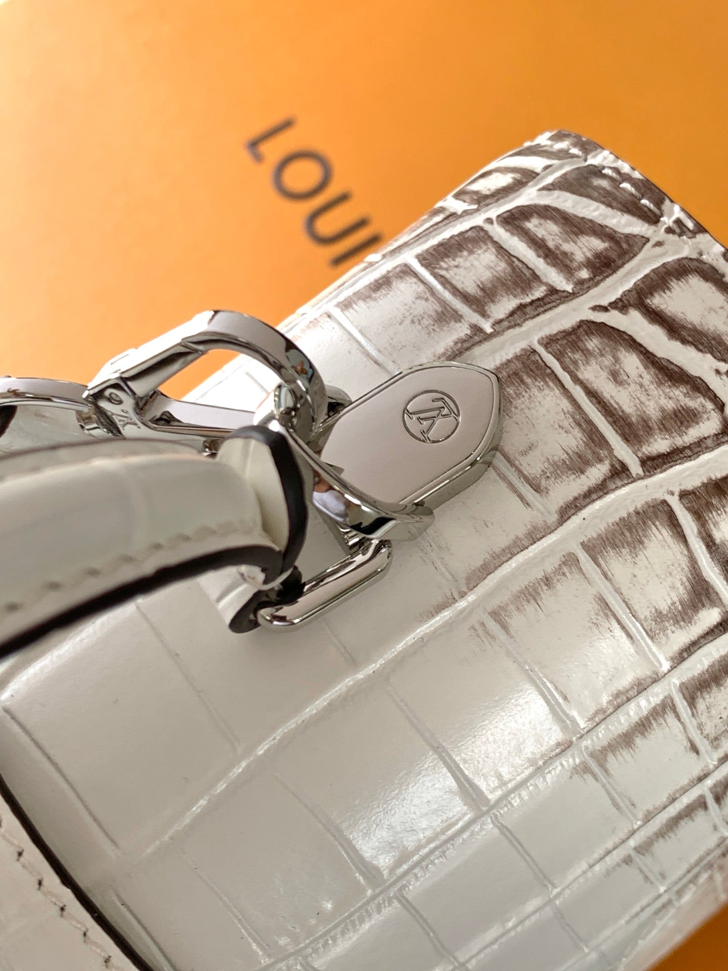 LV 25s Rose Des Vents Handbag 27cm White Crocodile Himalaya Metal HW mysite