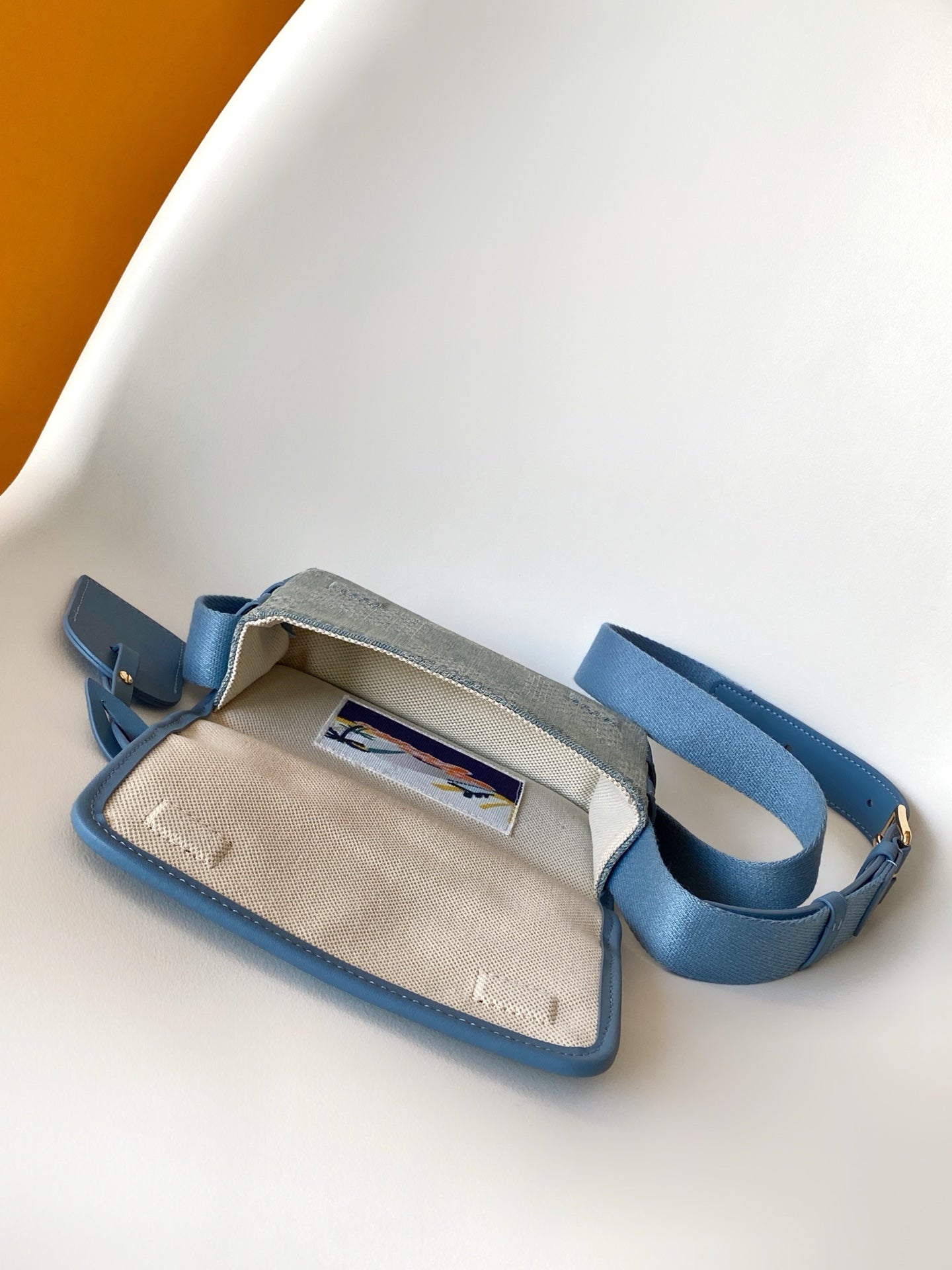 LV Bosphore Mini Handbag 19cm Blue Denim Cotton GHW mysite