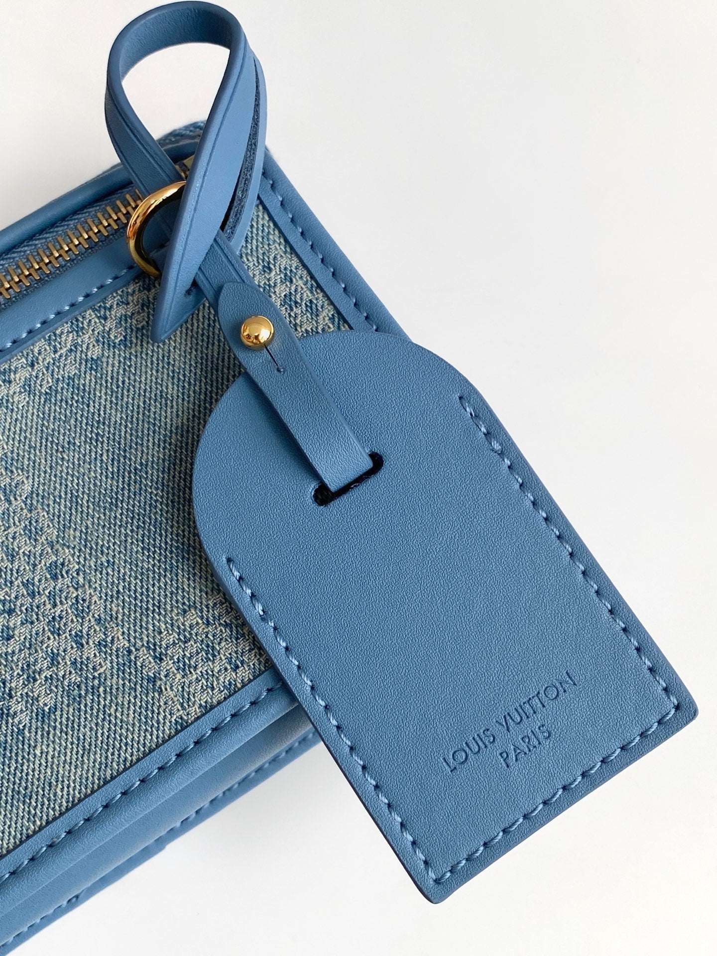 LV Bosphore Mini Handbag 19cm Blue Denim Cotton GHW mysite